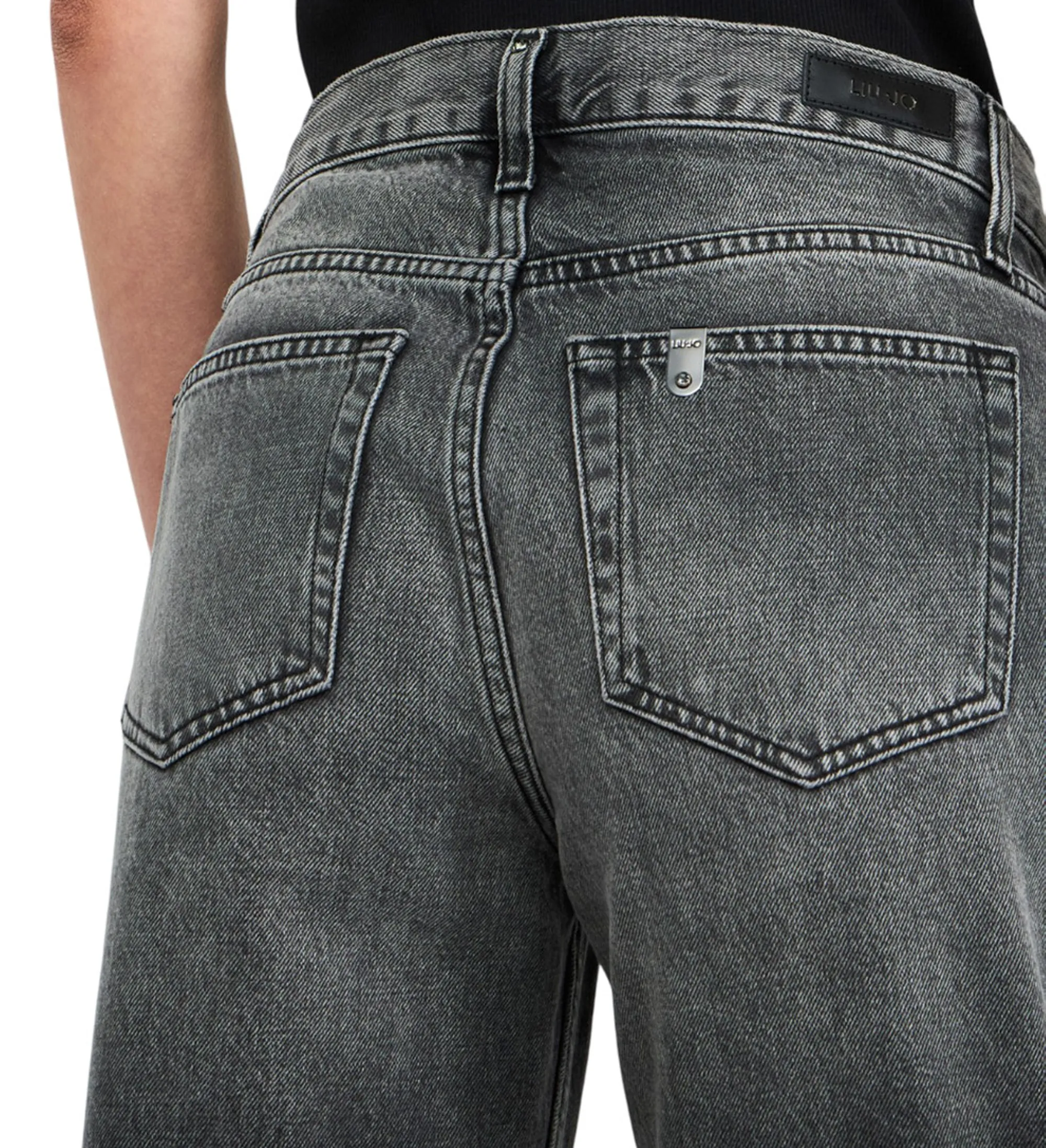 Liujo Denim B'Jeans Straight Con Strass' Gray Denim Uf5115D4854 156563
