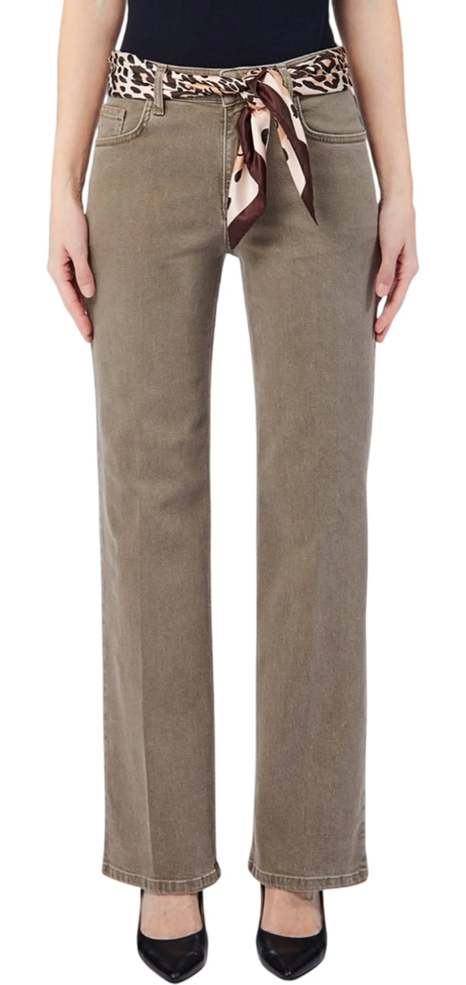 Liujo Denim Jeans Straight Glam Con Foulard Liujo Zenzero Uf6107T778A 185683