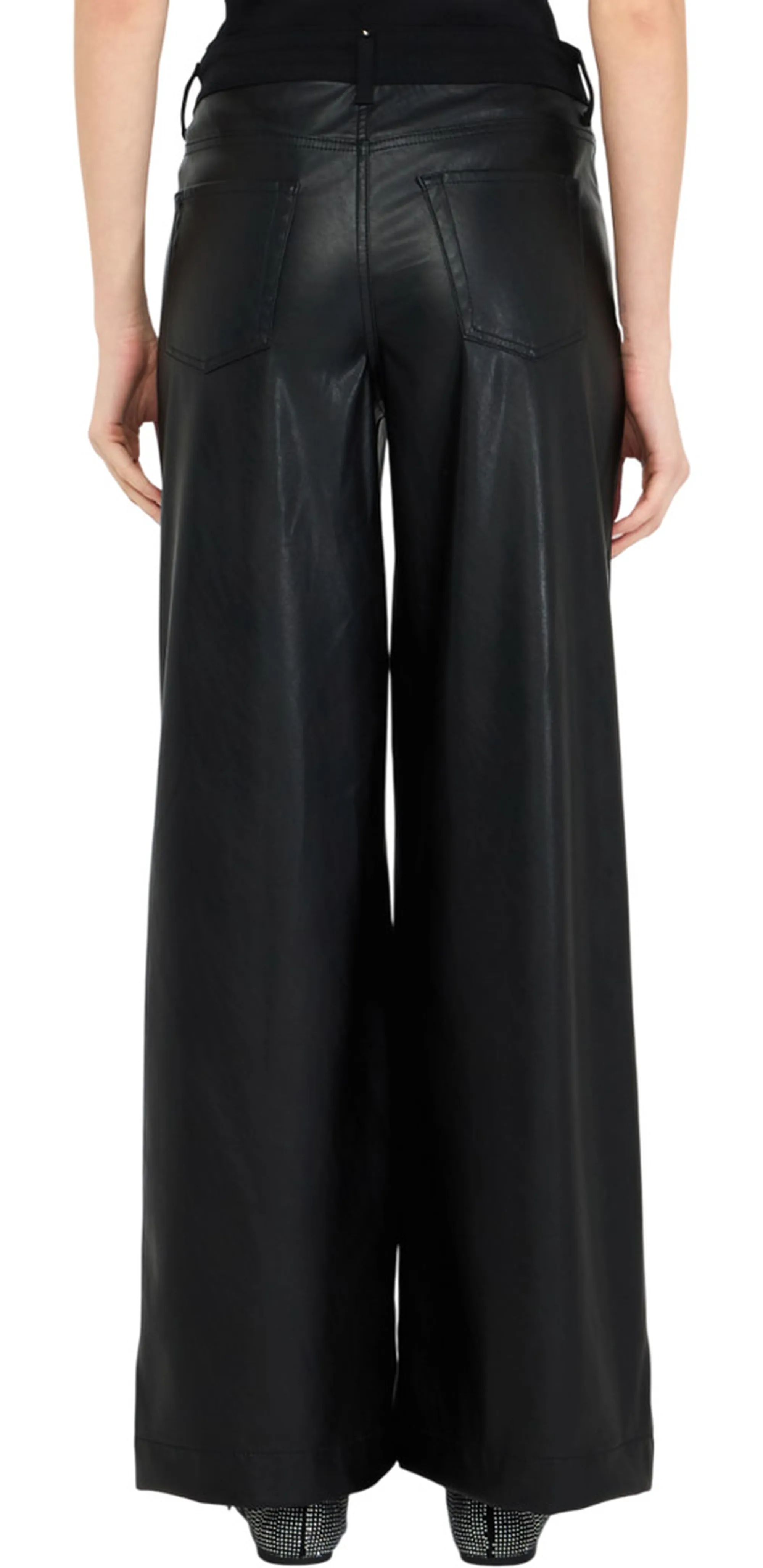 Liujo Denim B'Flare Trousers In Coated Fabric' Black Uf5202E0747 156414
