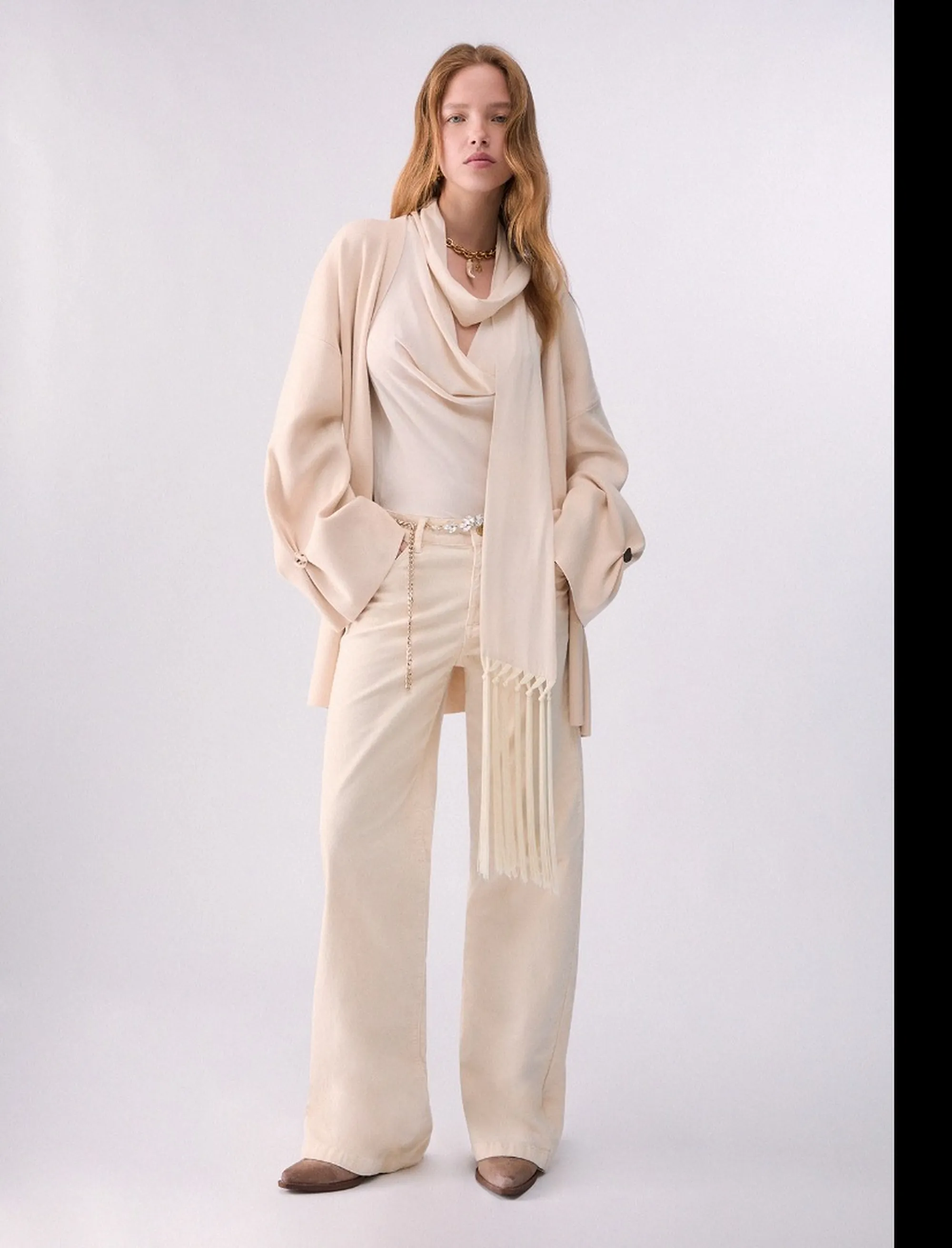 Liujo Denim Pantalone Flare In Velluto Crema Uf6088T702A 188634