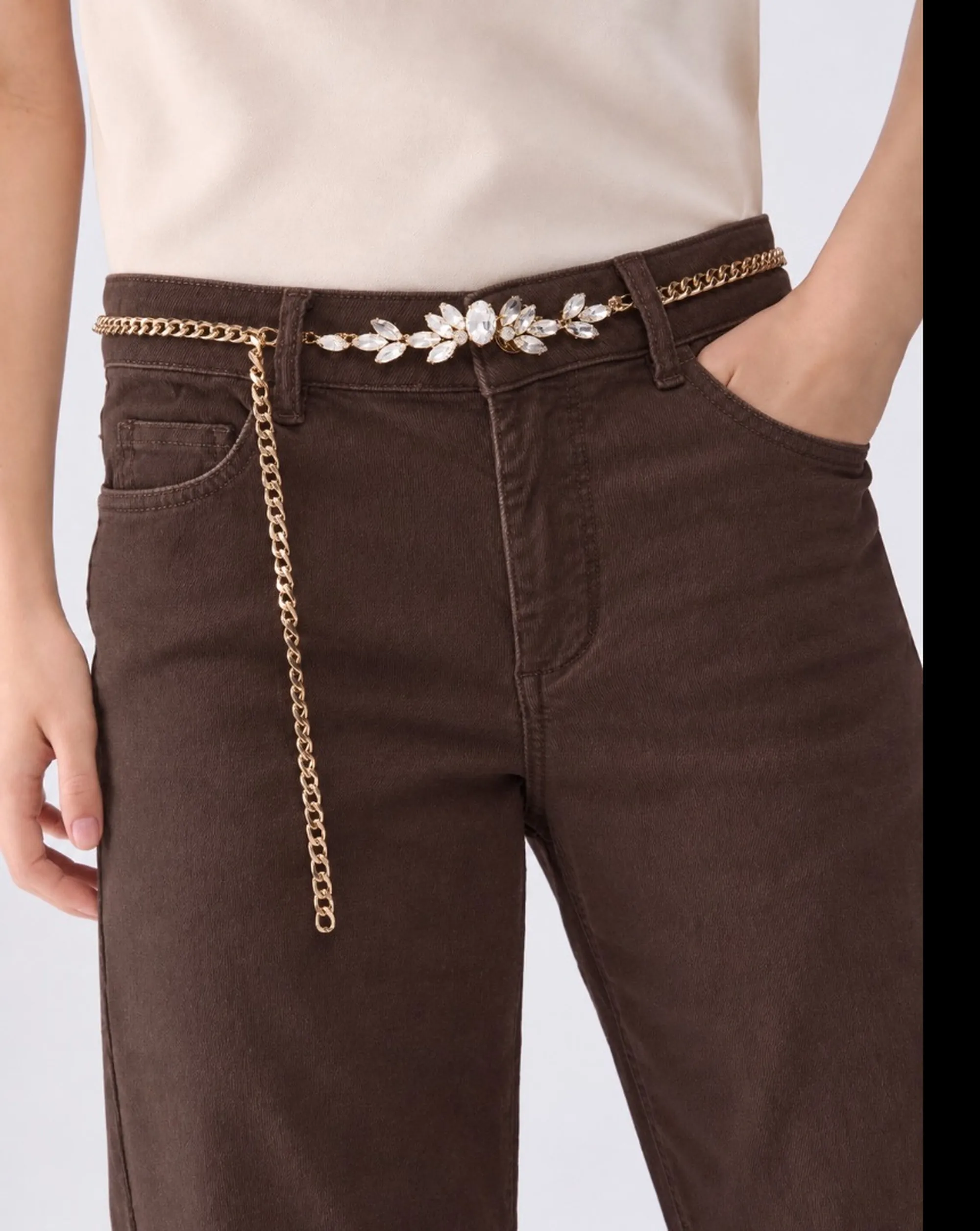Liujo Denim Pantalone Flare In Velluto Marrone Uf6088T702A 188636