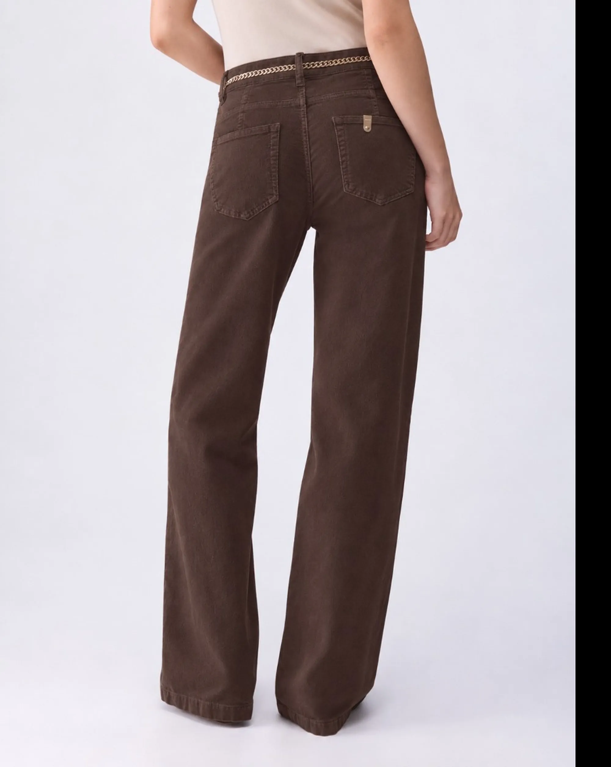 Liujo Denim Pantalone Flare In Velluto Marrone Uf6088T702A 188637