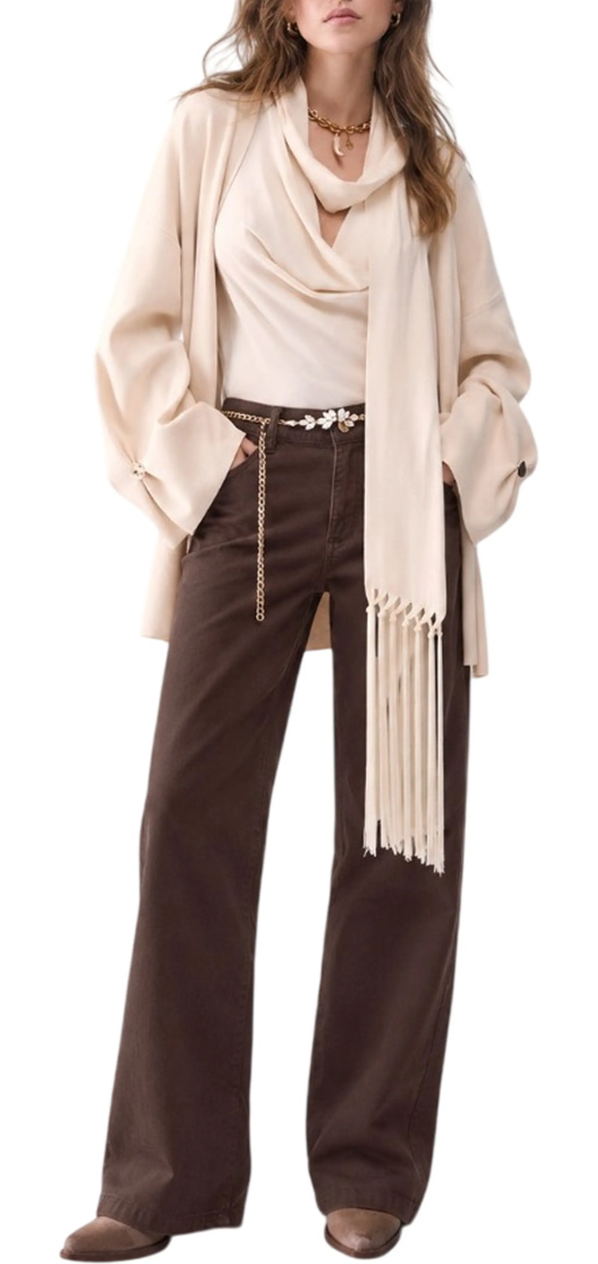 Liujo Denim B'Flared Velvet Trousers' Brown Uf6088T702A 188901