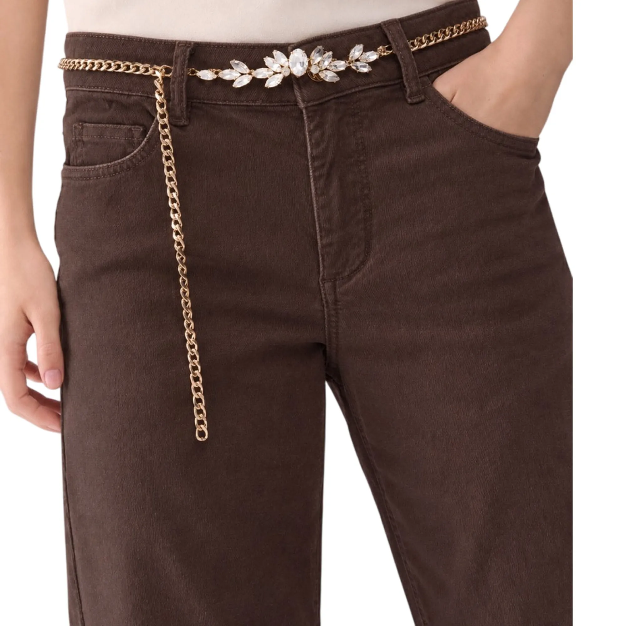Liujo Denim B'Flared Velvet Trousers' Brown Uf6088T702A 188902
