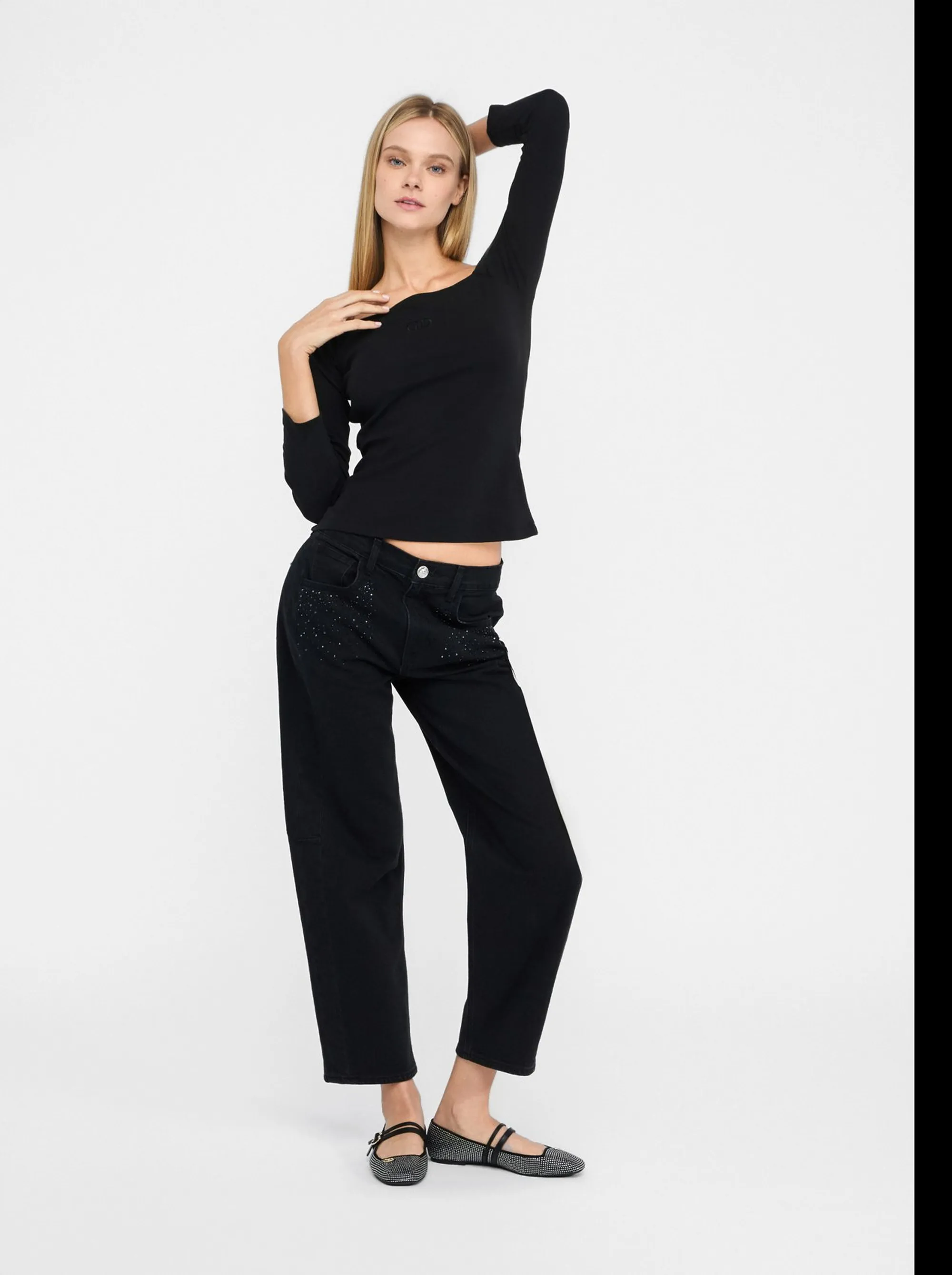 Liujo Denim B'T-Shirt Bardot' Black Uf5255J4990 156058