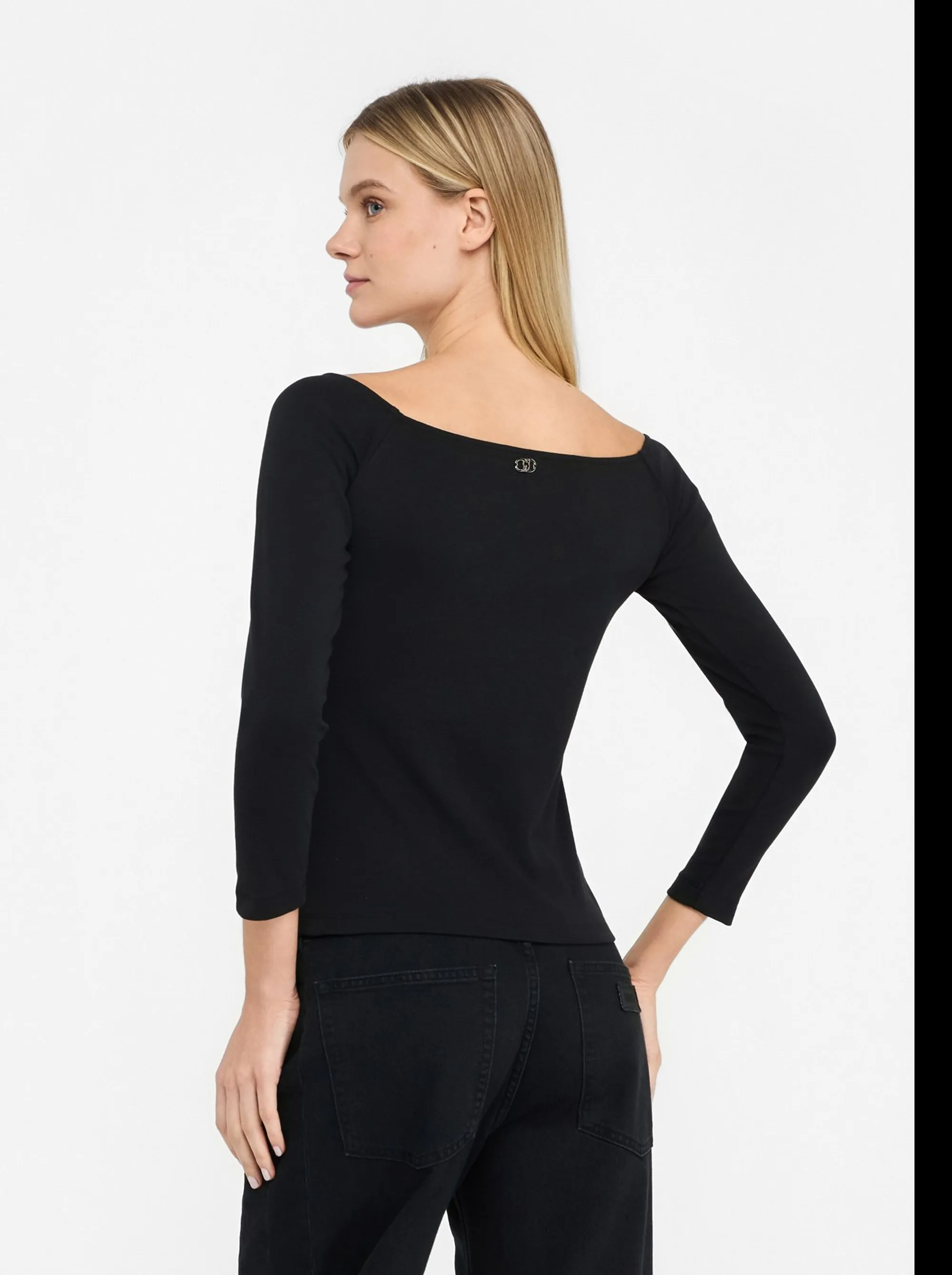 Liujo Denim B'T-Shirt Bardot' Black Uf5255J4990 156059