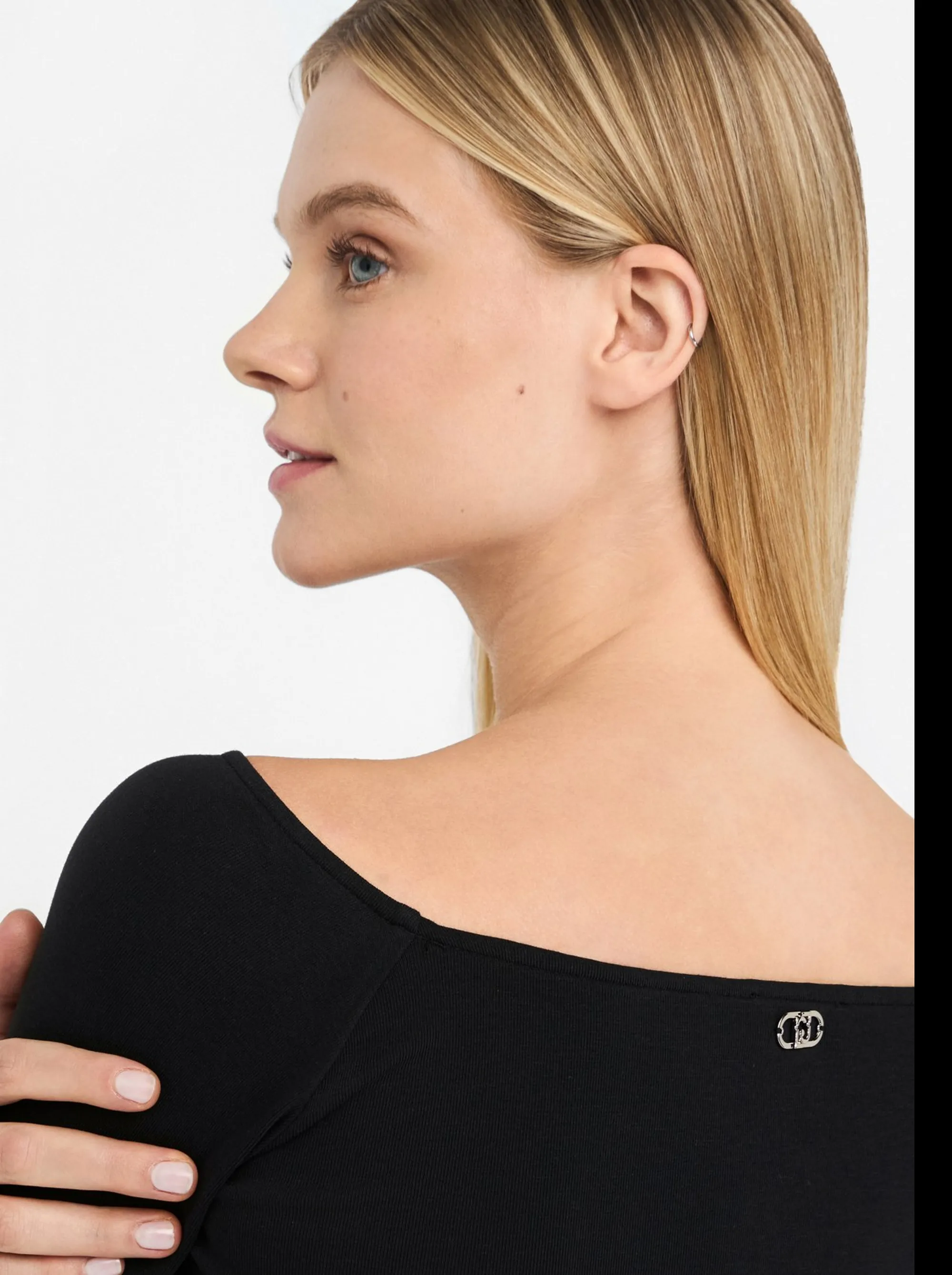 Liujo Denim B'T-Shirt Bardot' Black Uf5255J4990 156063