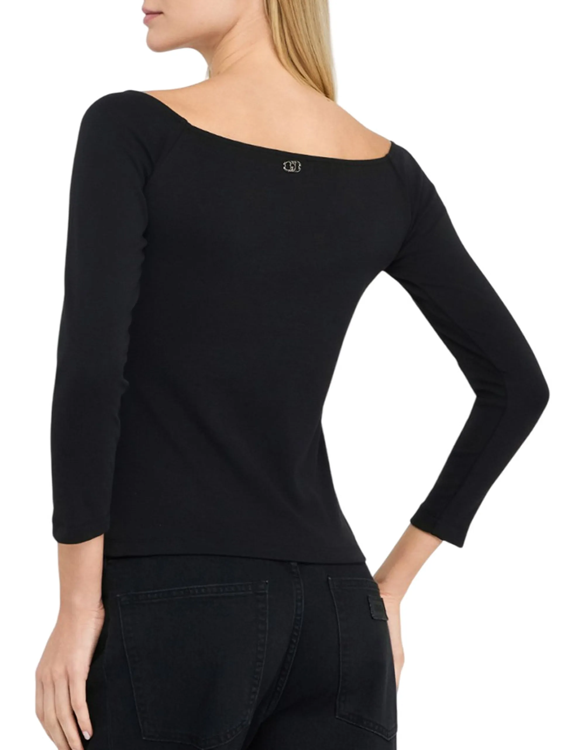 Liujo Denim T-Shirt Bardot Nero Uf5255J4990 156381
