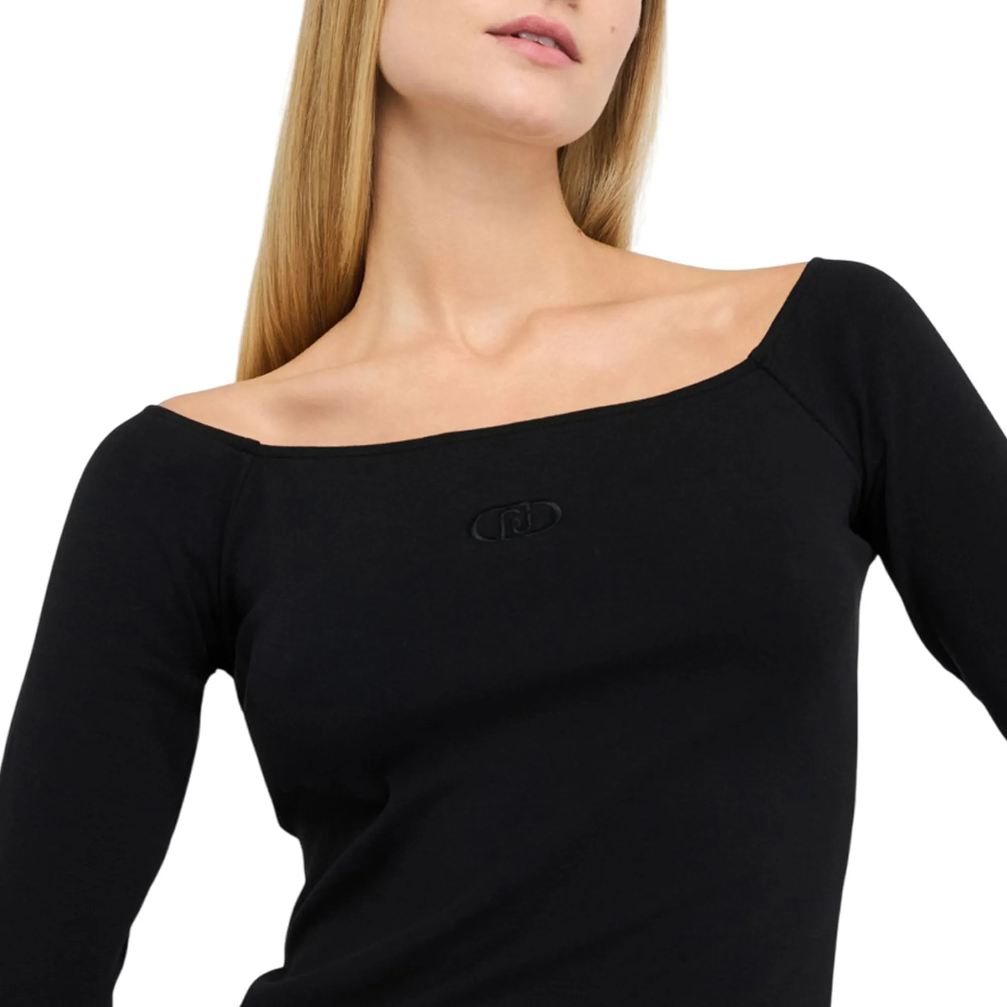 Liujo Denim T-Shirt Bardot Nero Uf5255J4990 156391