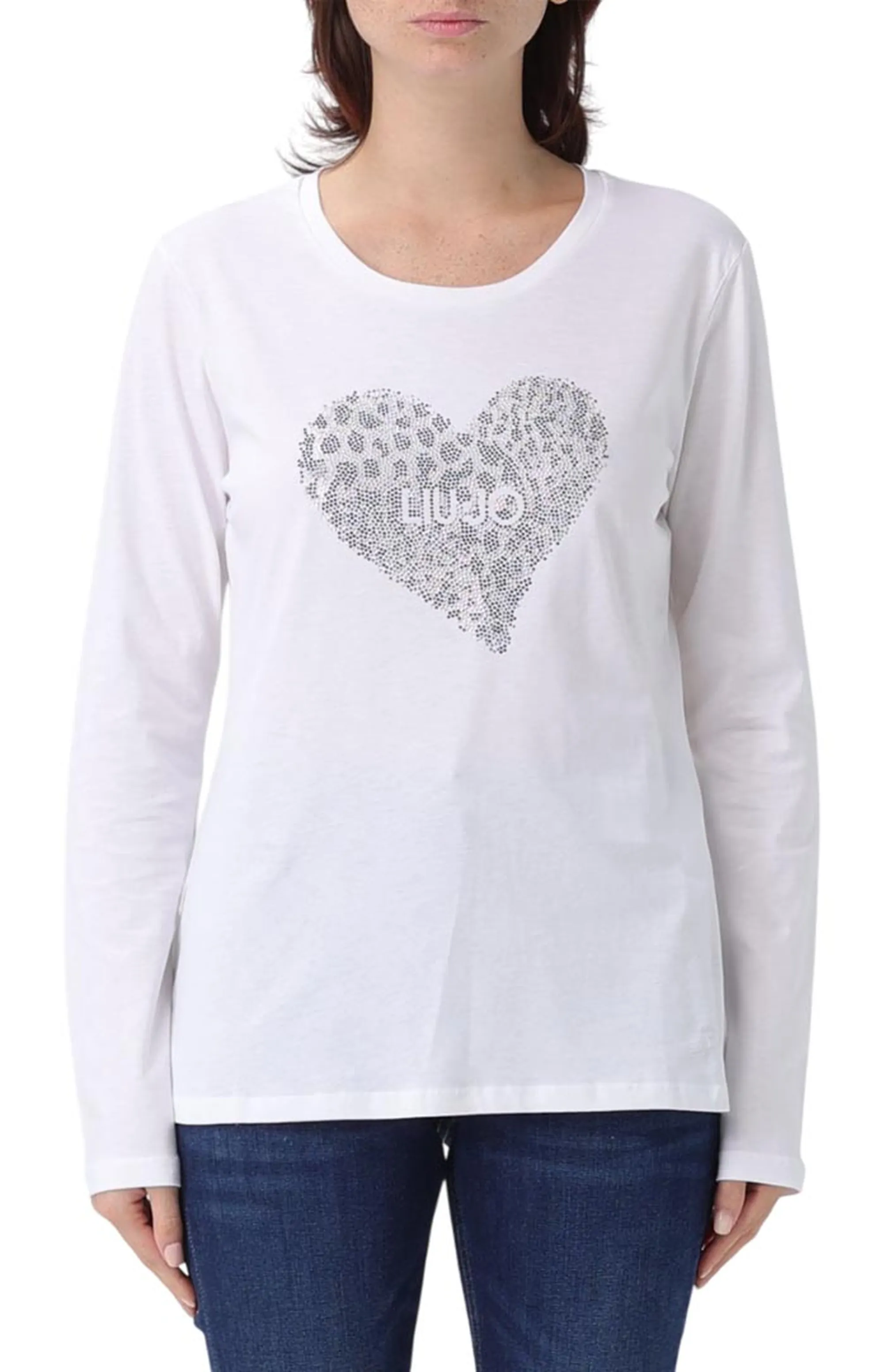 Liujo Denim B'Heart T-Shirt' White Uf5282Js923 160856