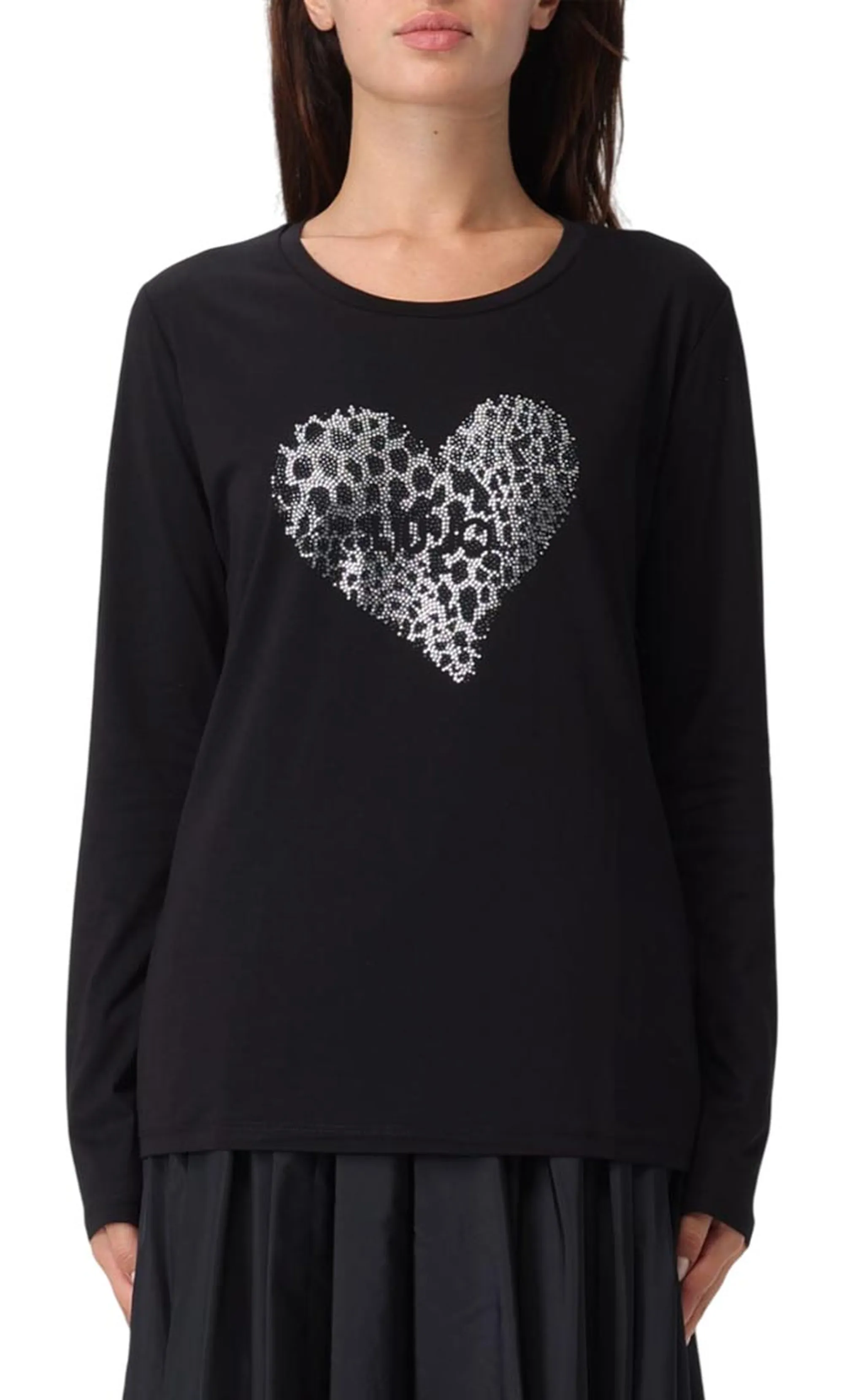 Liujo Denim B'Heart T-Shirt' Black Uf5282Js923 160859