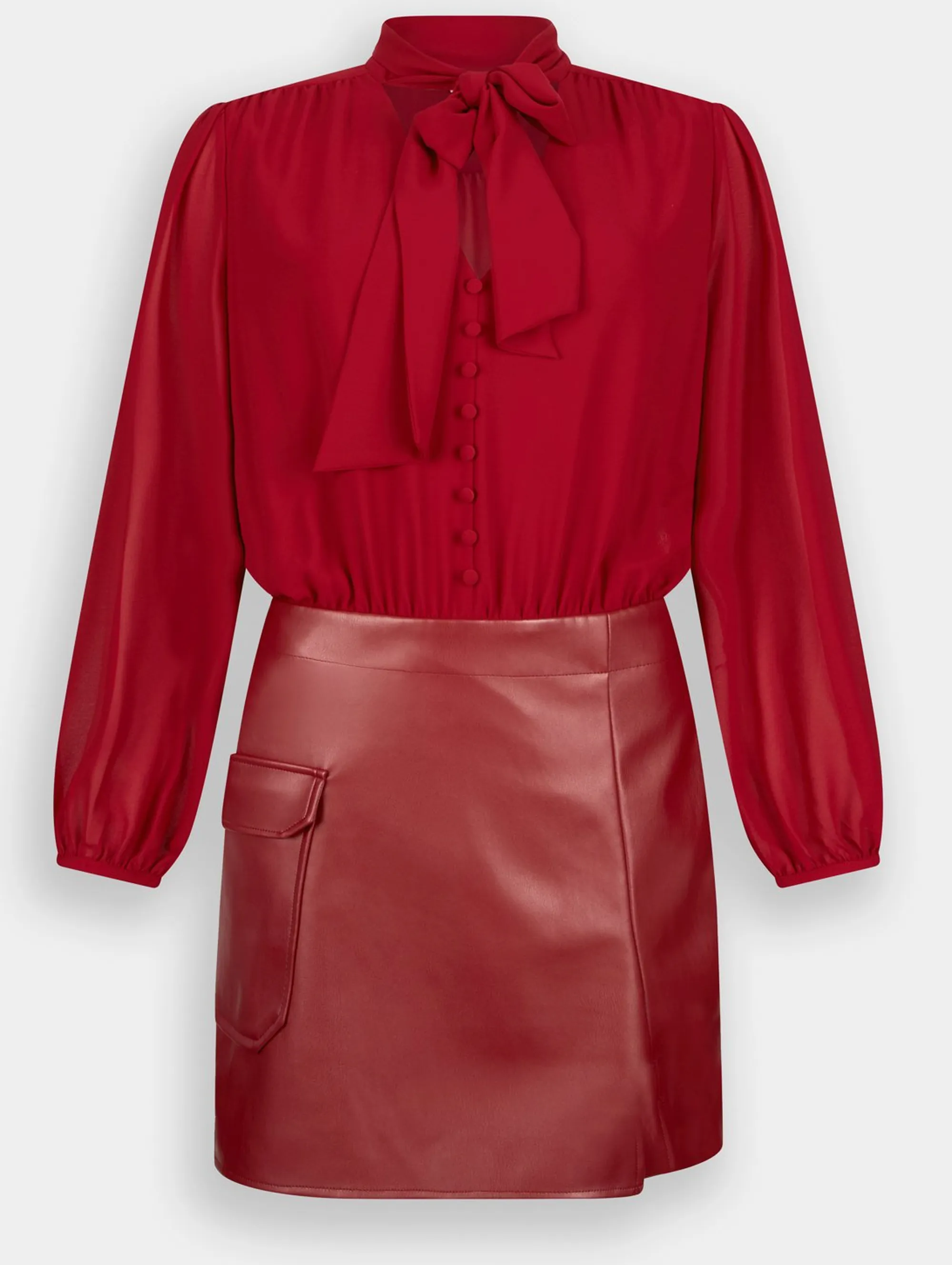 Liujo Jeans B'Short Dress With Bow' Red Mf5072E0624 156287