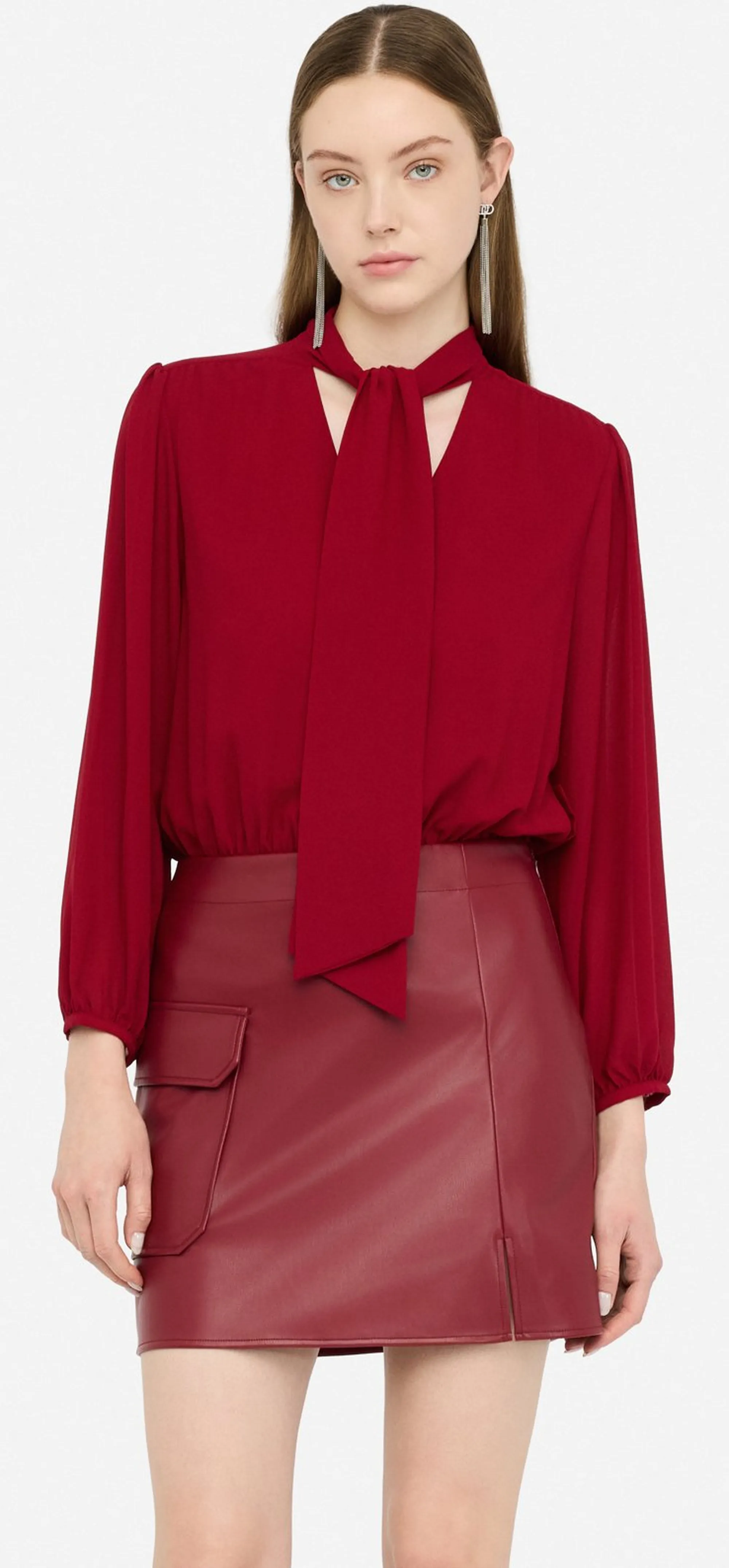 Liujo Jeans B'Short Dress With Bow' Red Mf5072E0624 156288