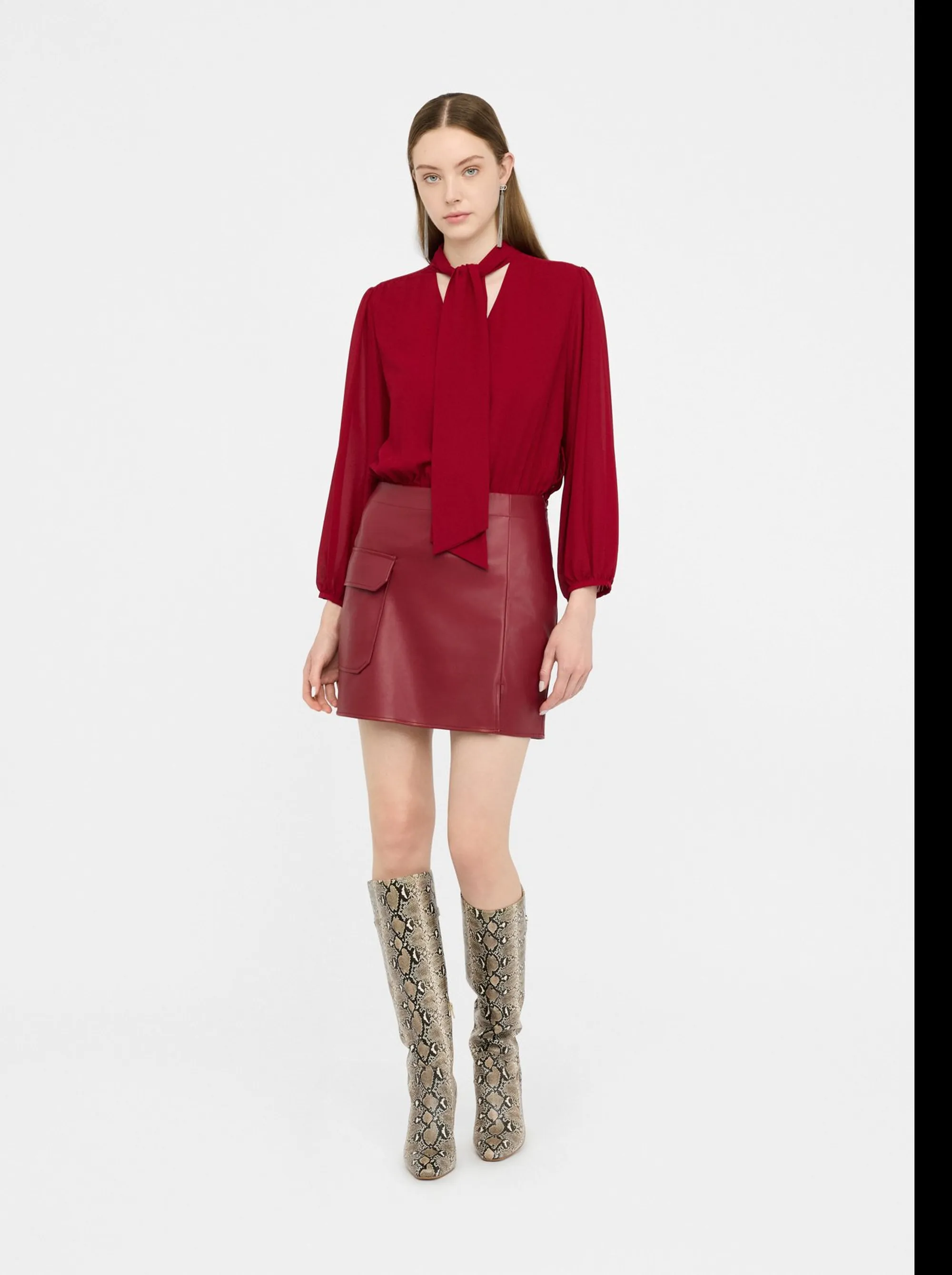 Liujo Jeans B'Short Dress With Bow' Red Mf5072E0624 156290