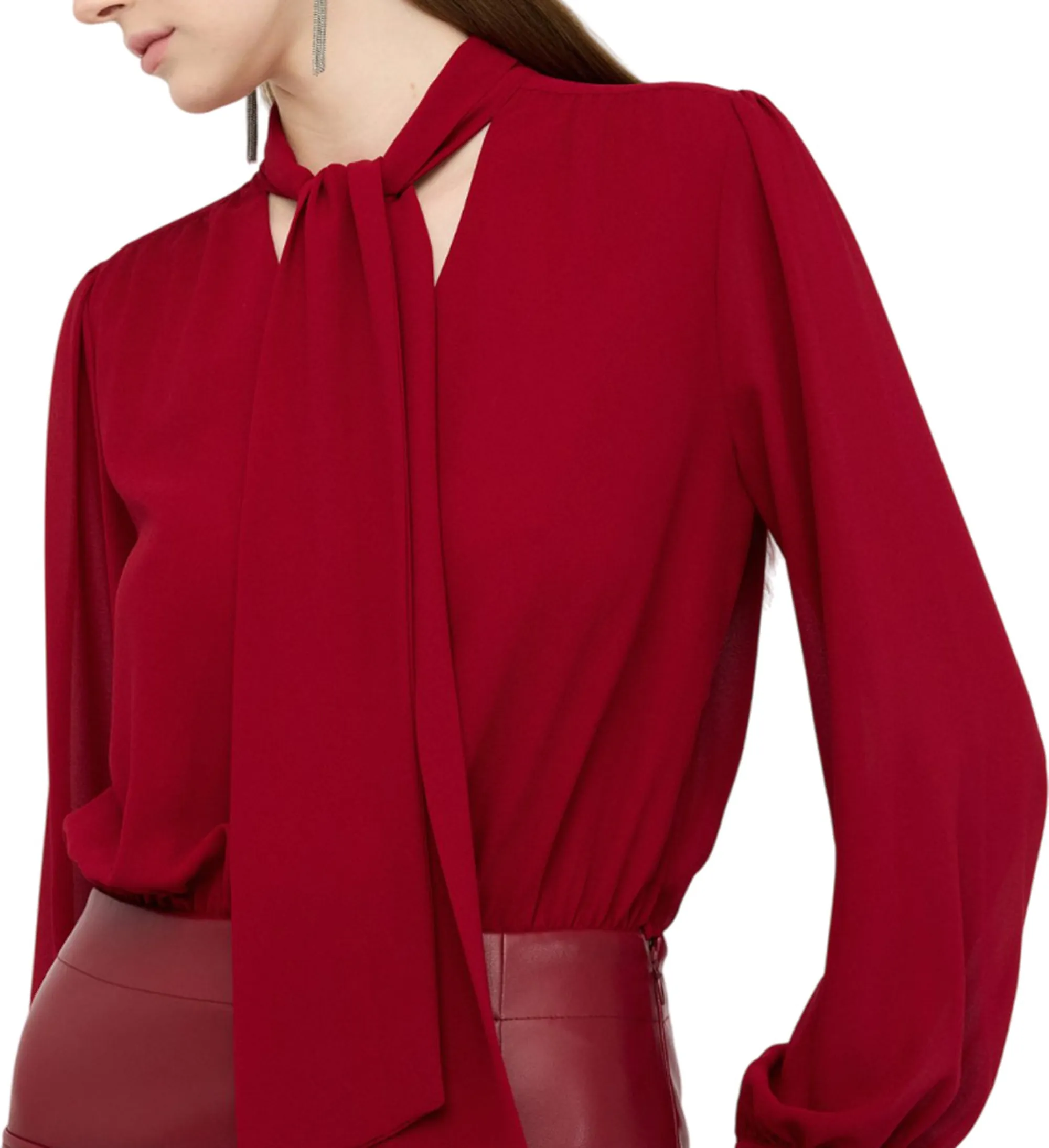 Liujo Jeans Abito Corto Con Fiocco Rosso Mf5072E0624 157029