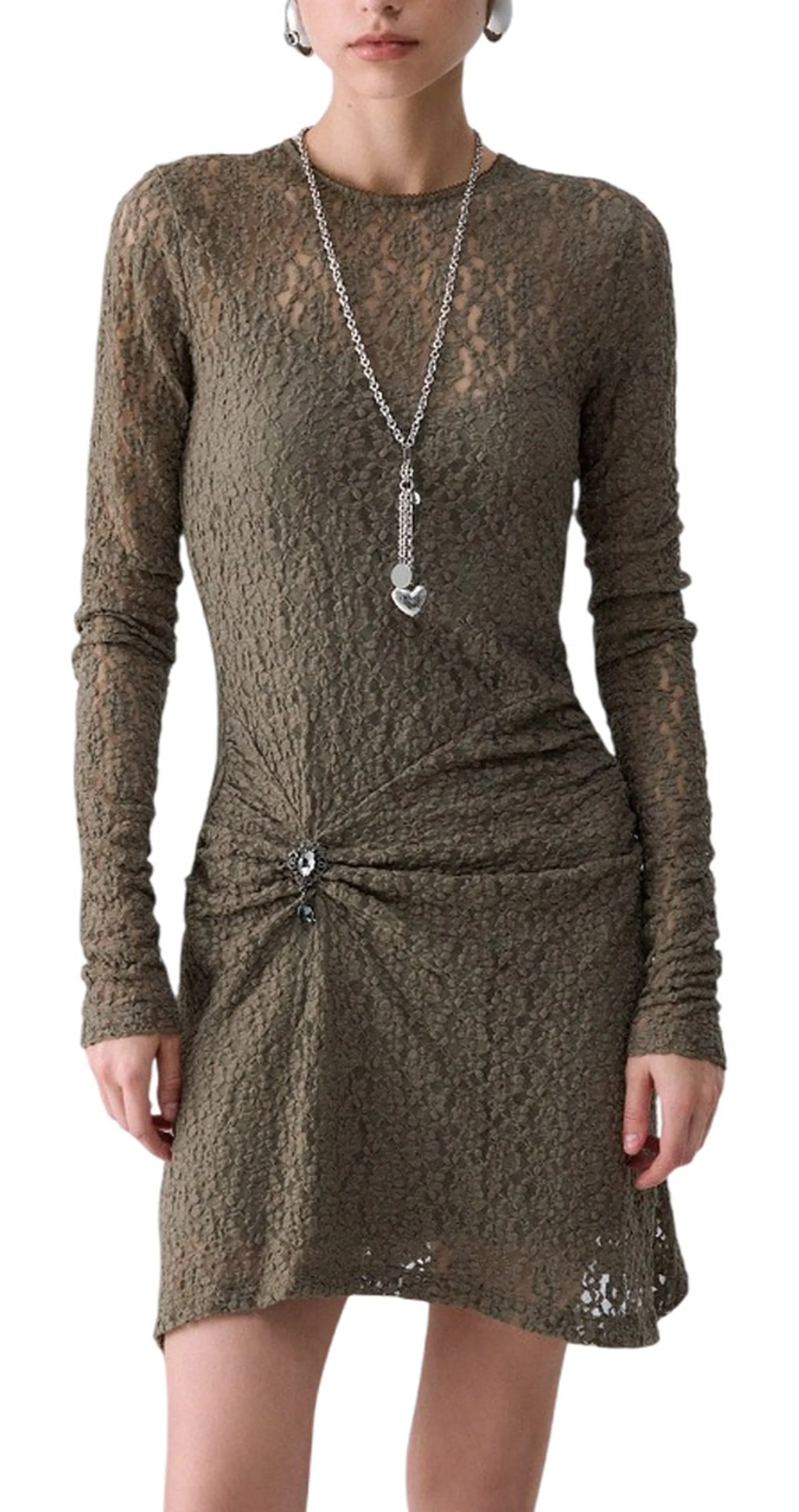 Liujo Jeans Abito Corto In Pizzo Liujo Verde Wf6252J3975 186104