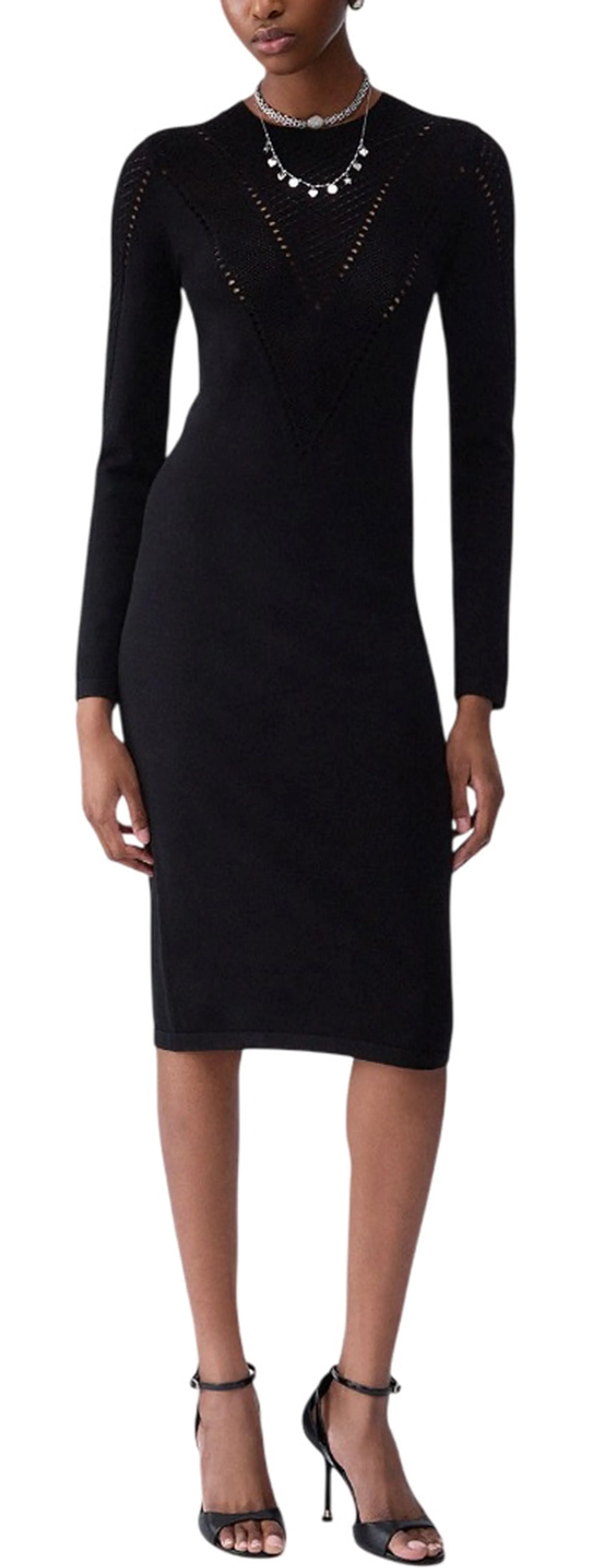 Liujo Jeans Abito Longuette In Maglia Nero Wf6454Ms99E 186256