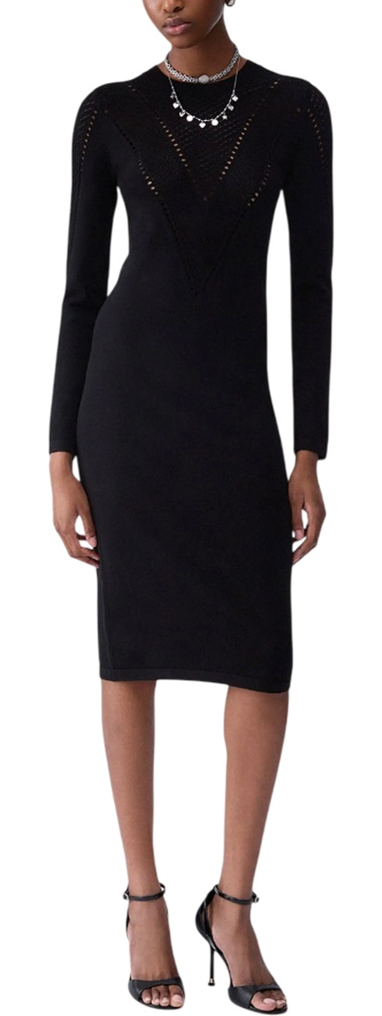 Liujo Jeans Abito Longuette In Maglia Nero Wf6454Ms99E 186256