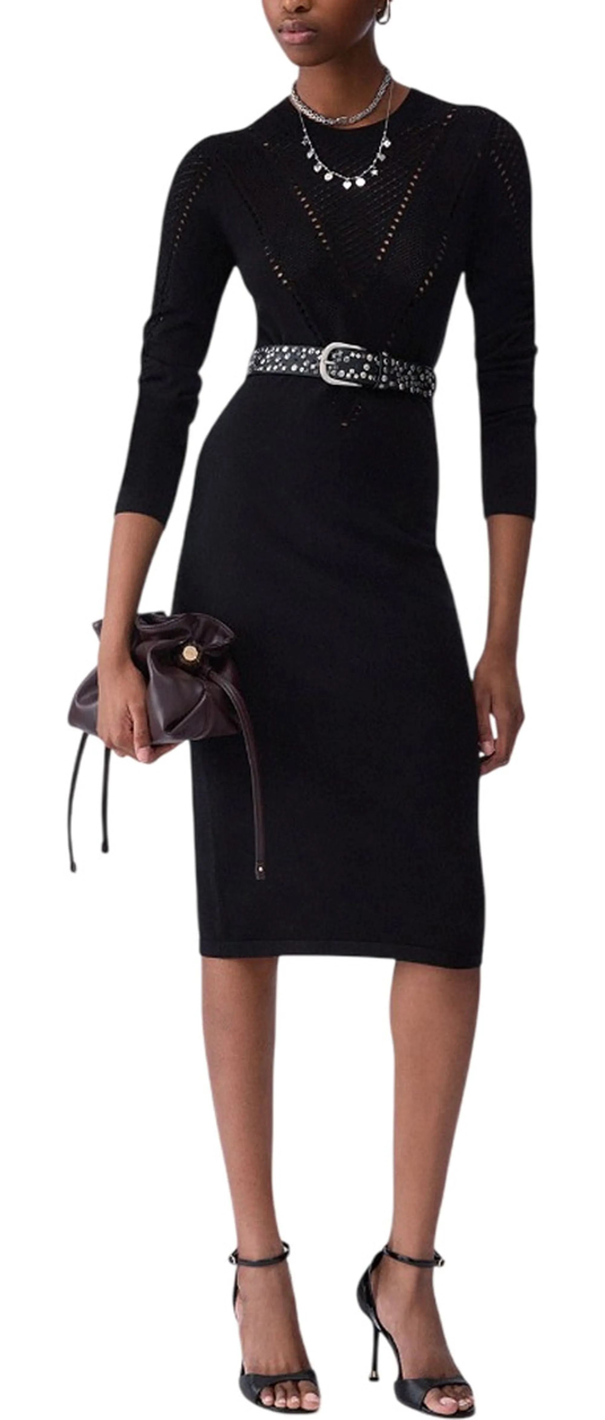 Liujo Jeans Abito Longuette In Maglia Nero Wf6454Ms99E 186258