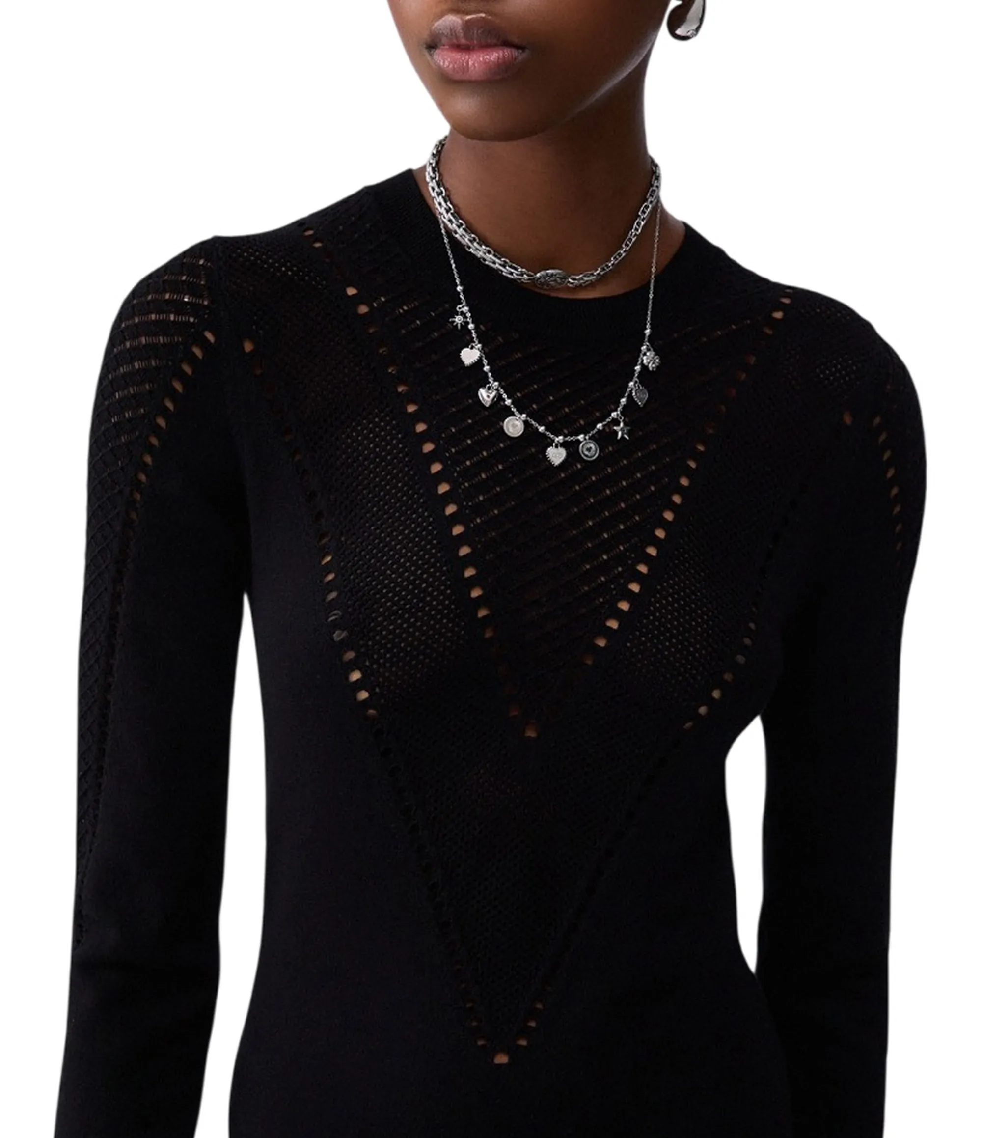 Liujo Jeans Abito Longuette In Maglia Nero Wf6454Ms99E 186259