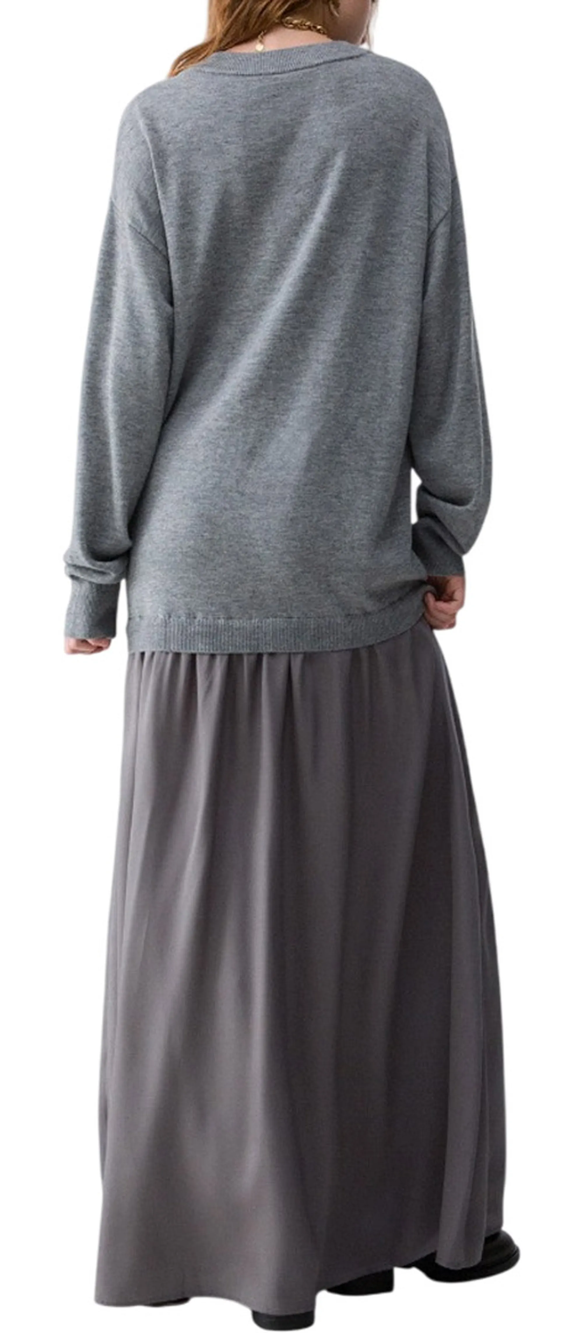Liujo Jeans Abito Lungo In Misto Lana Grigio Scuro Wf6035Ma16R 185867