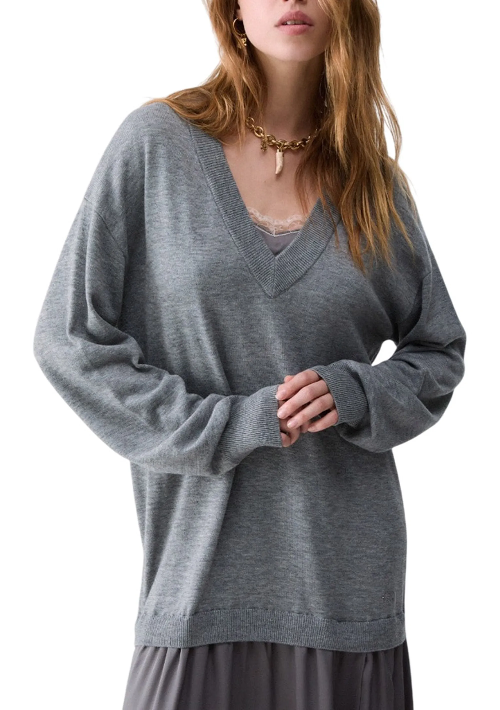 Liujo Jeans Abito Lungo In Misto Lana Grigio Scuro Wf6035Ma16R 185869