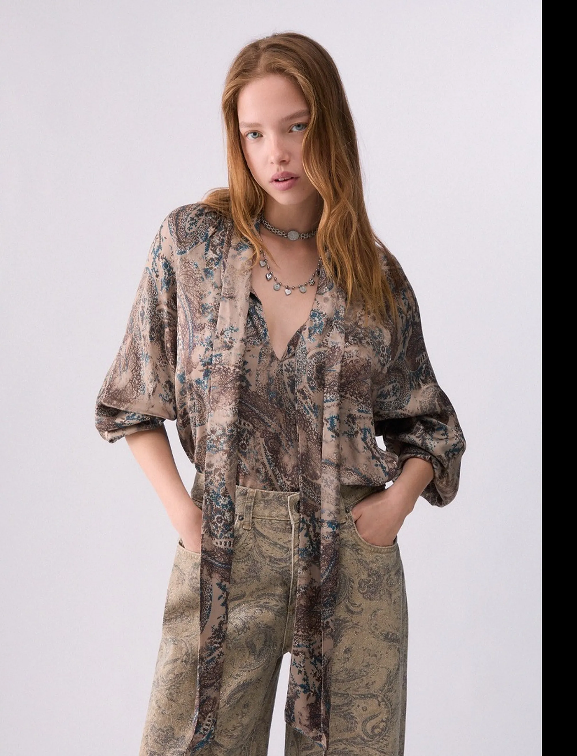Liujo Jeans Blusa In Raso Multicolor Wf6423Ts061 188627
