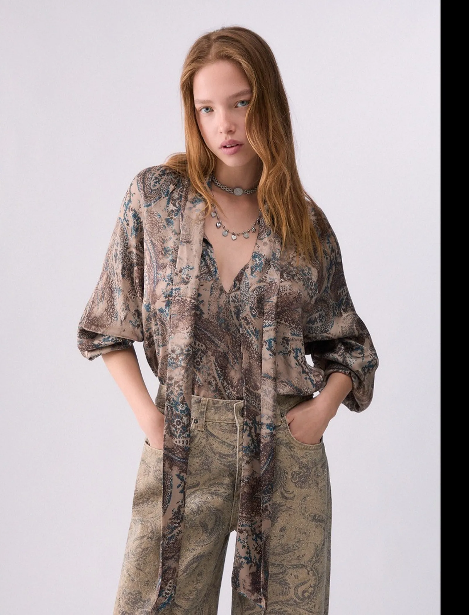 Liujo Jeans Blusa In Raso Multicolor Wf6423Ts061 188627