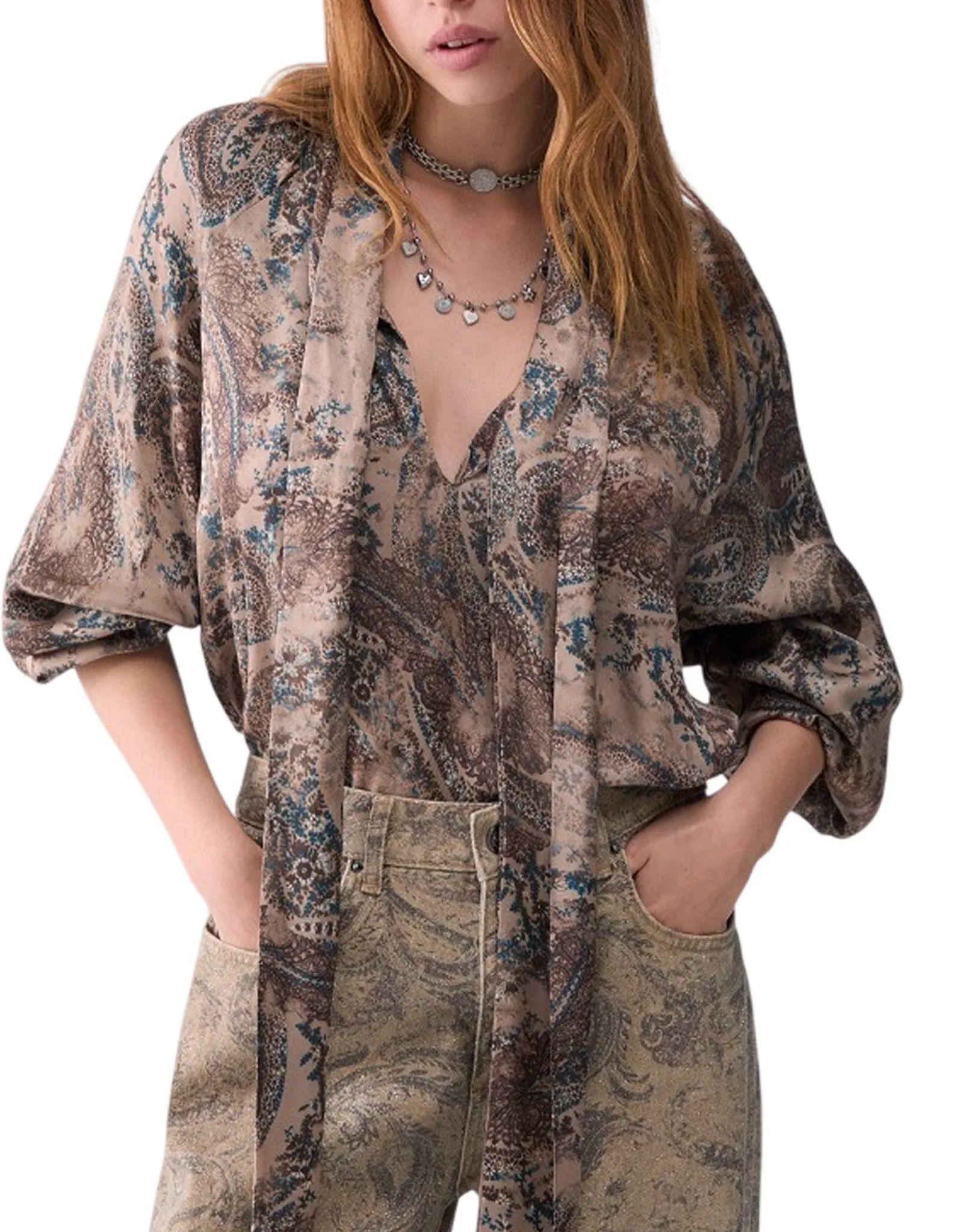 Liujo Jeans Blusa In Raso Multicolor Wf6423Ts061 189004