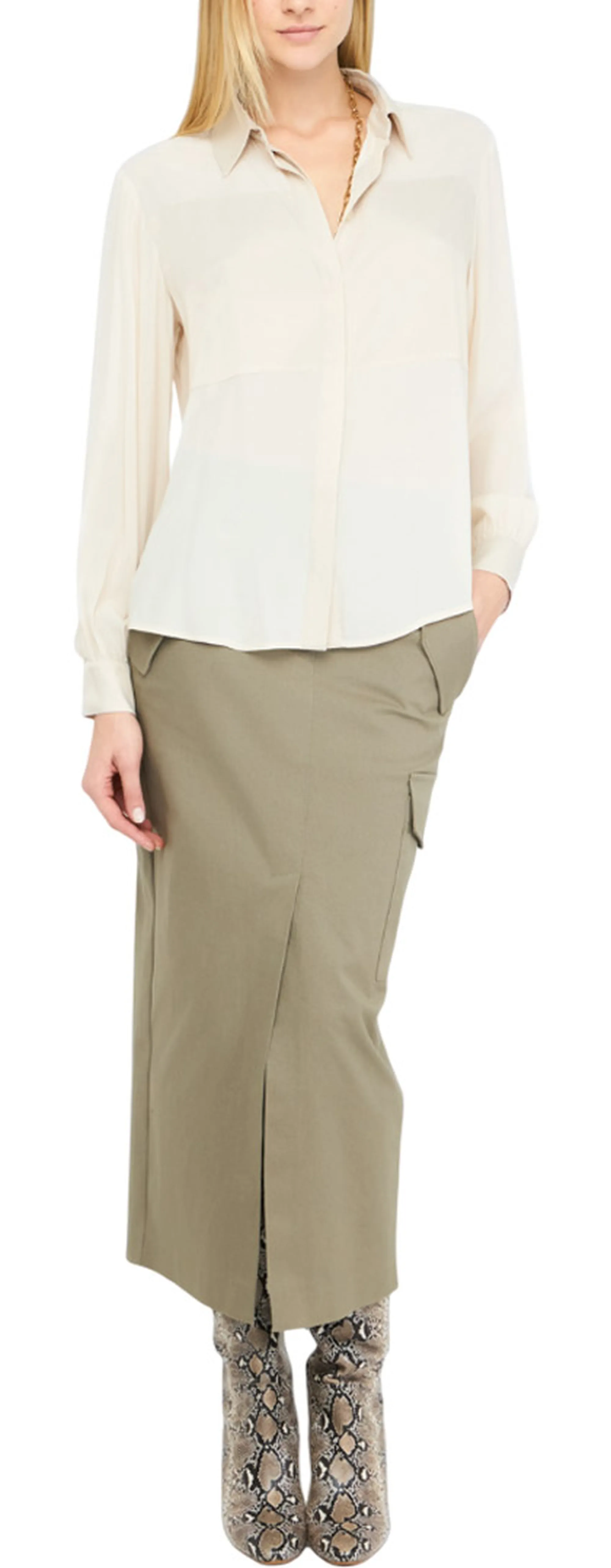 Liujo Jeans Camicia In Crepe Beige Mf5106T2578 157002