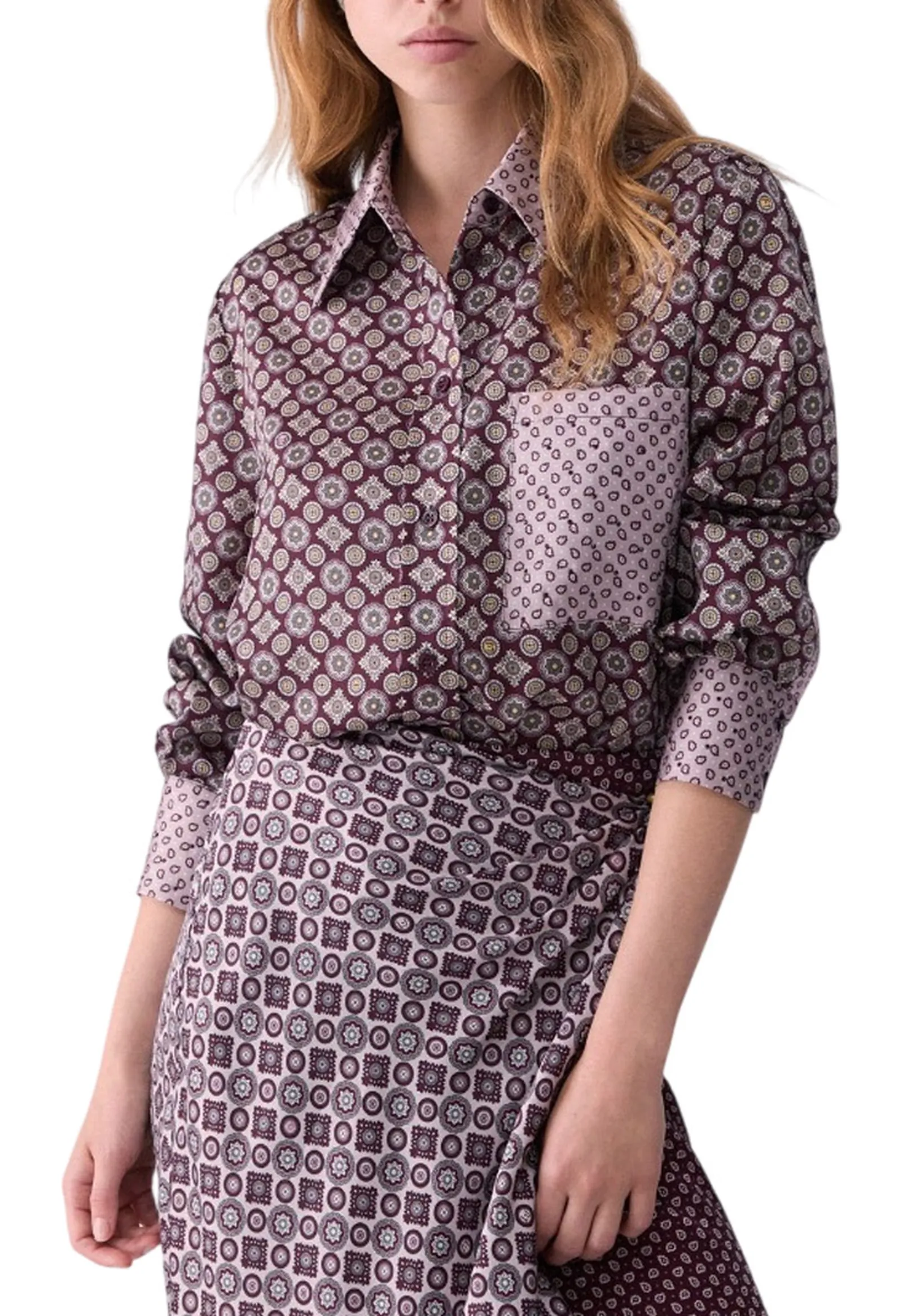 Liujo Jeans Camicia In Twill Stampato Viola Wf6198Ts531 185929