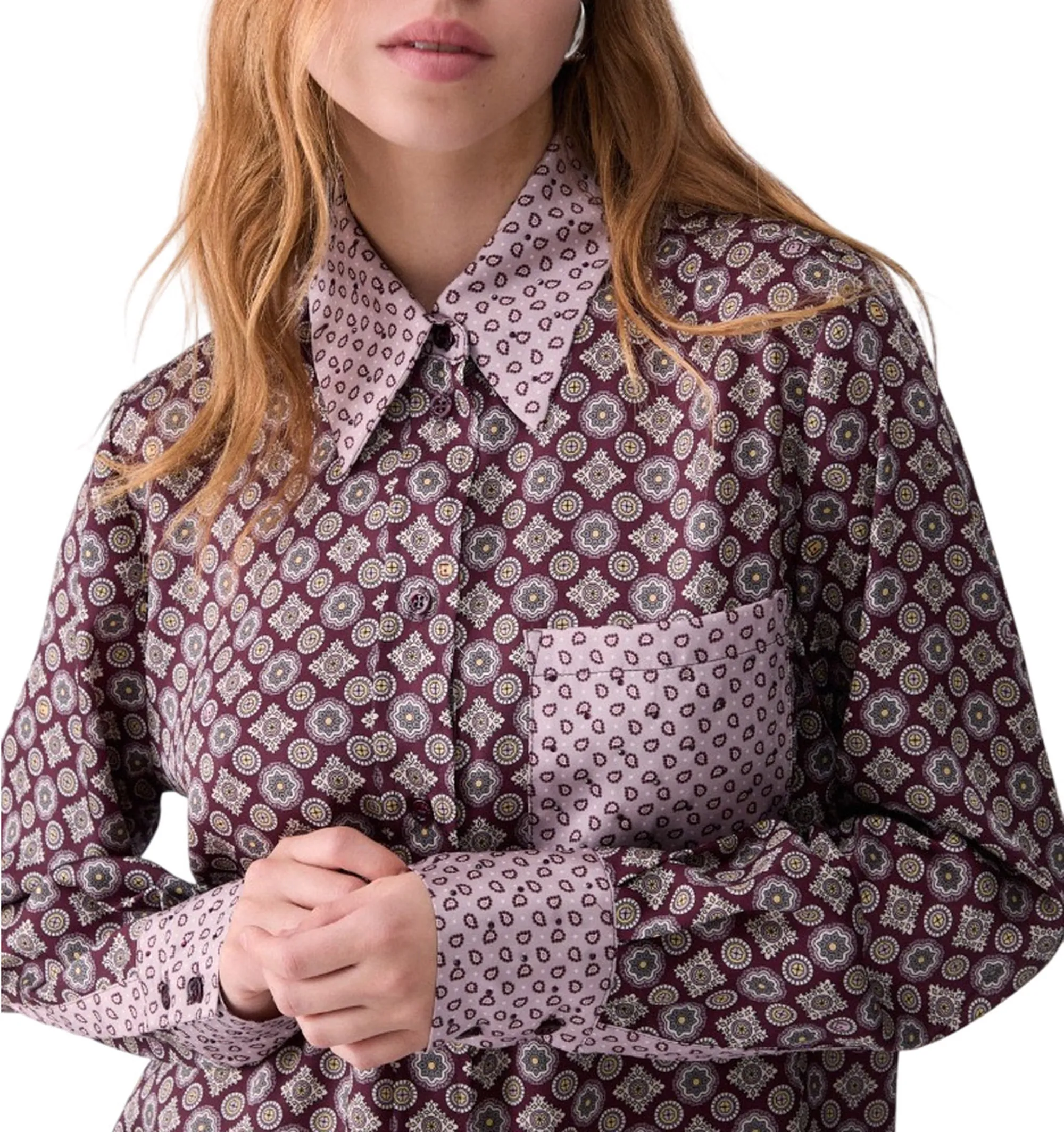 Liujo Jeans Camicia In Twill Stampato Viola Wf6198Ts531 185934