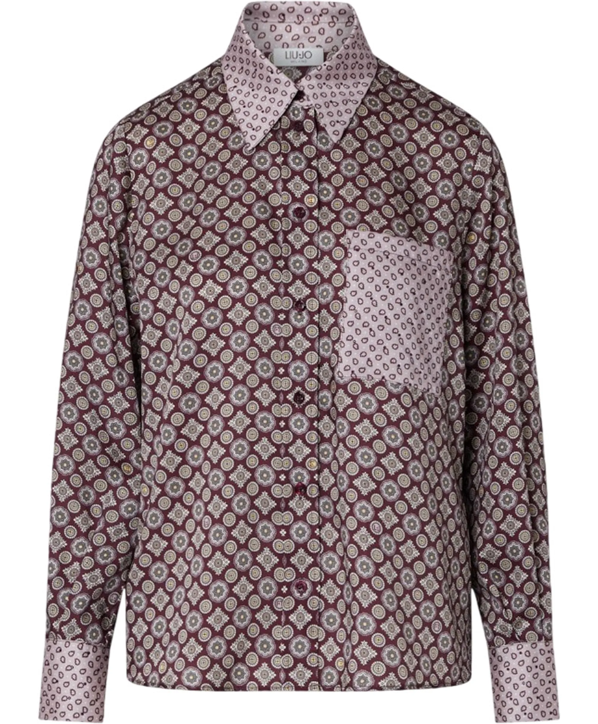 Liujo Jeans Camicia In Twill Stampato Viola Wf6198Ts531 185935
