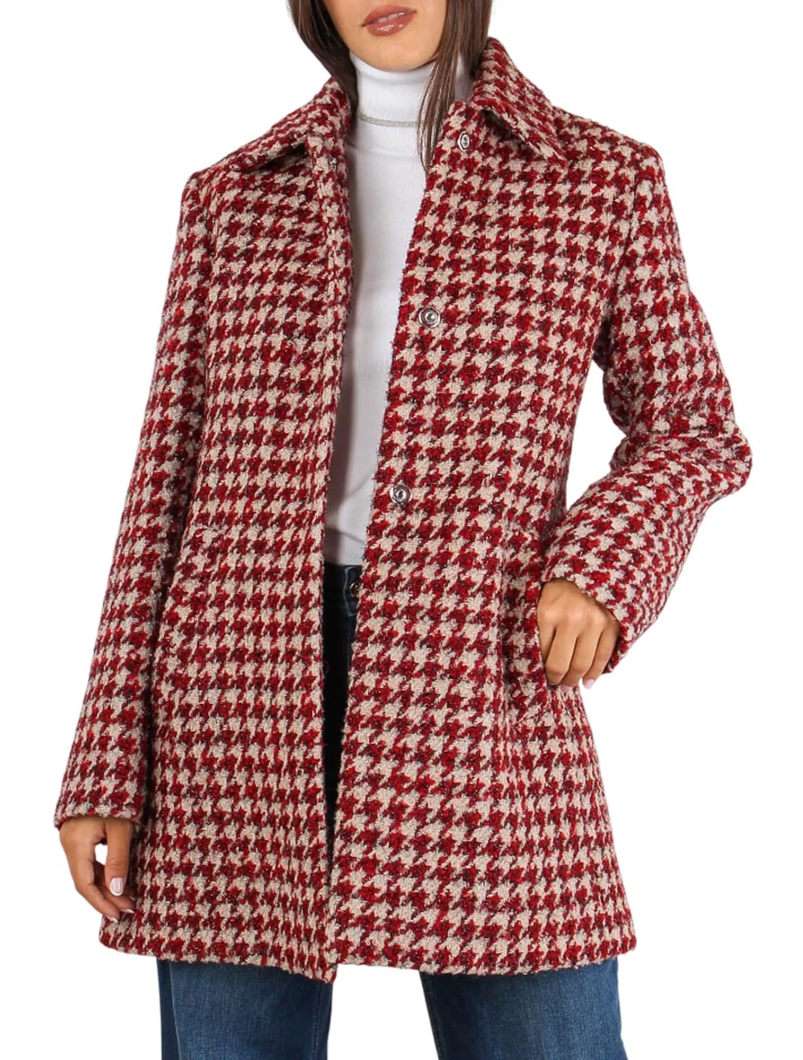 Liujo Jeans Cappotto Boucle Rosso Mf5436T220A 160537