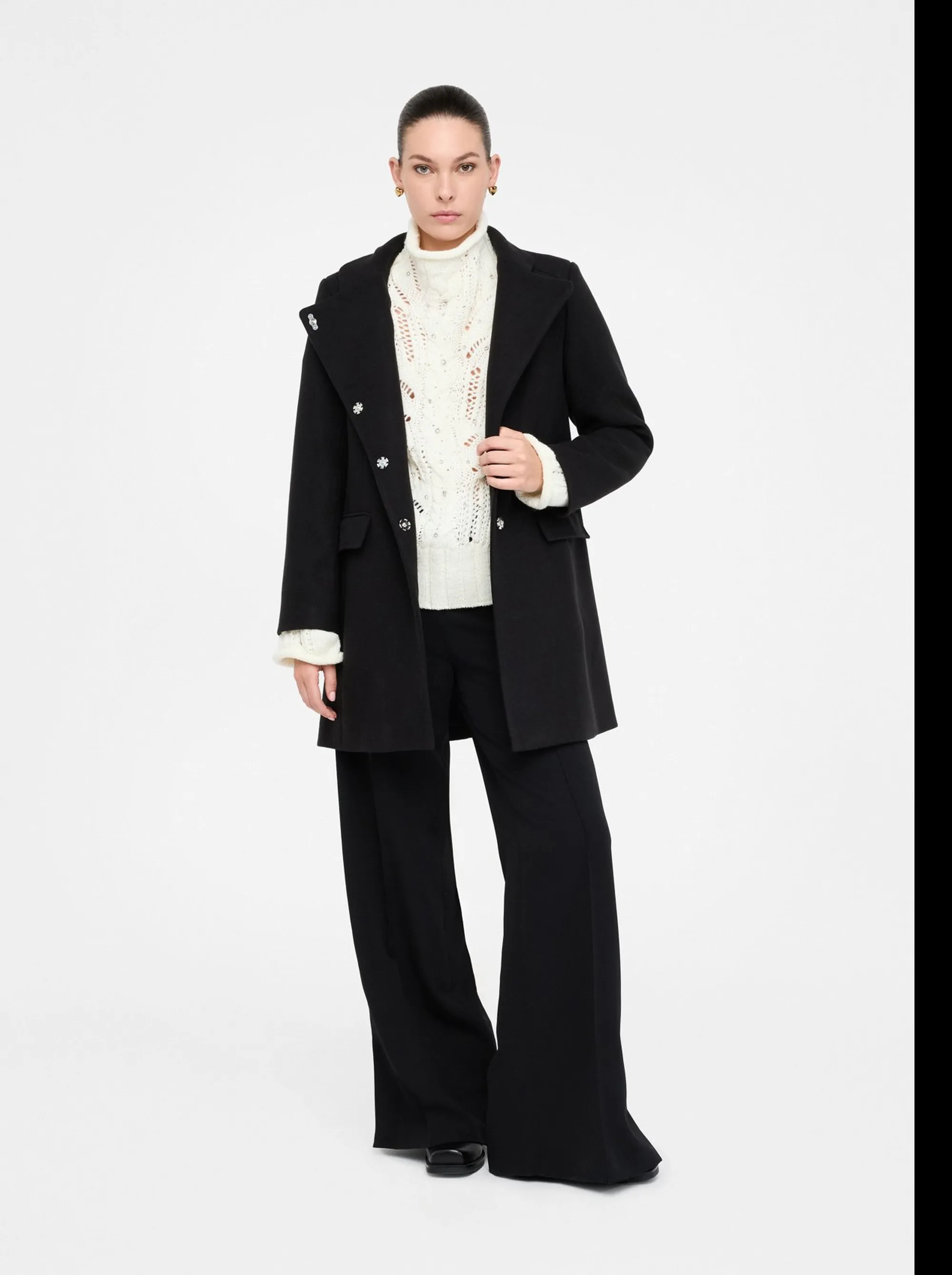 Liujo Jeans B'Double Cloth Coat' Black Mf5119J4873 156233