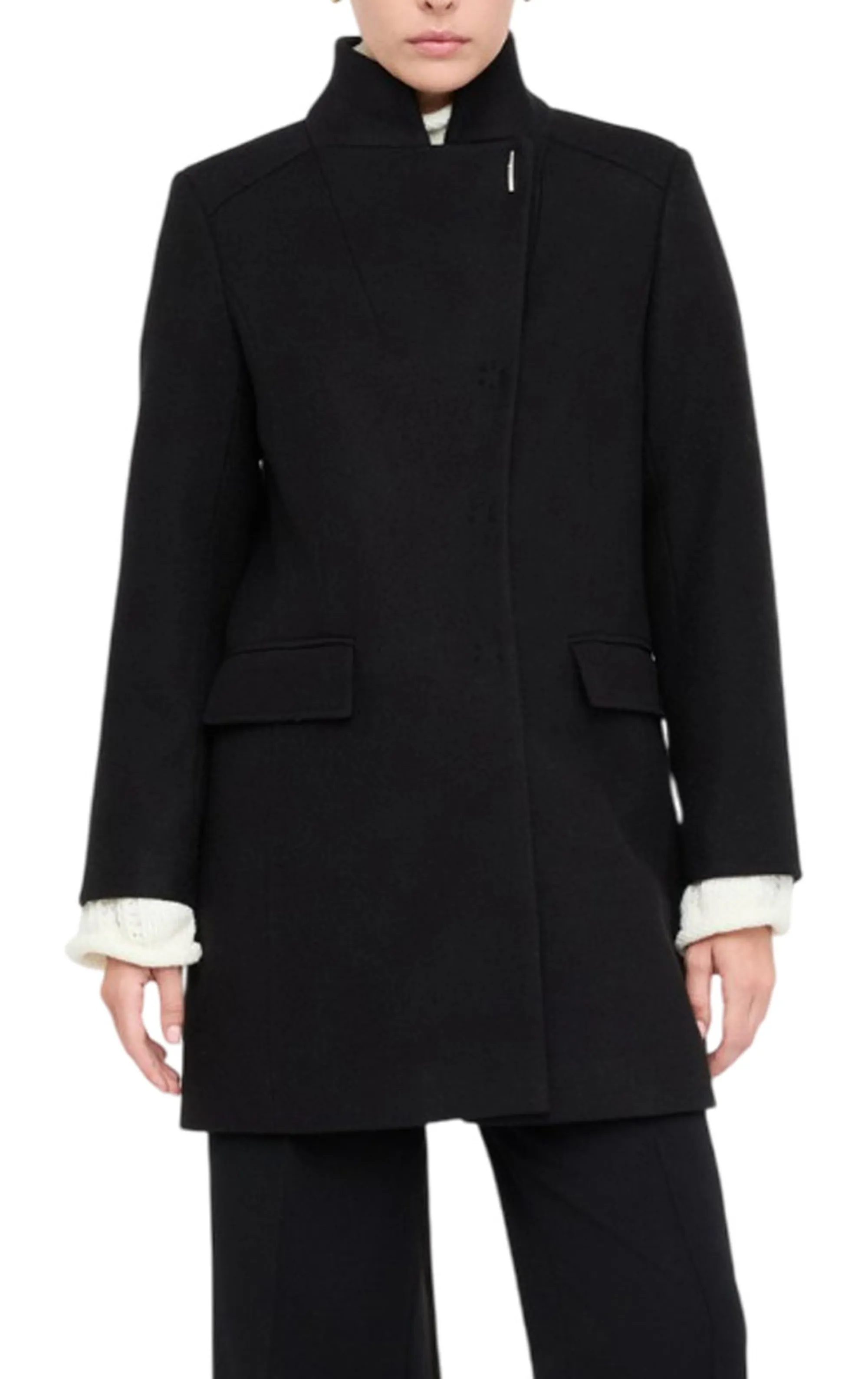 Liujo Jeans Cappotto In Panno Doppio Nero Mf5119J4873 156950