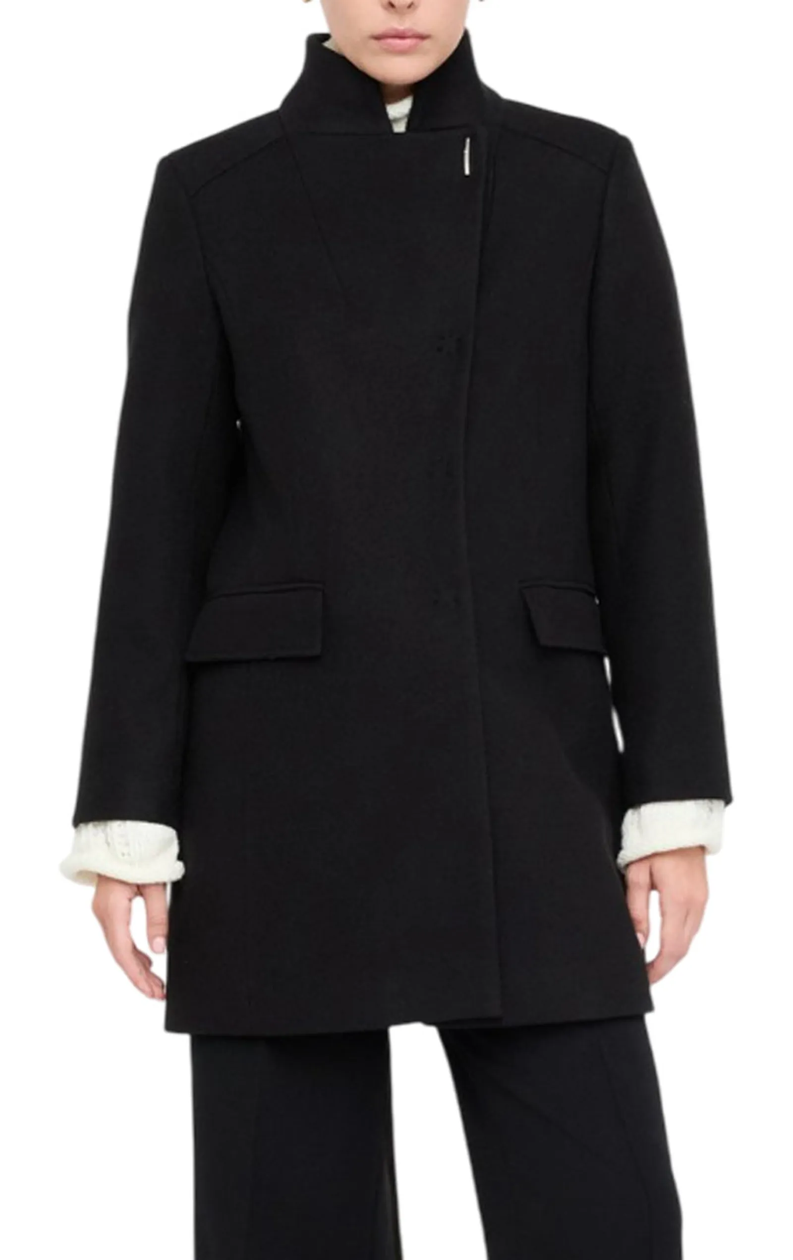 Liujo Jeans Cappotto In Panno Doppio Nero Mf5119J4873 156950