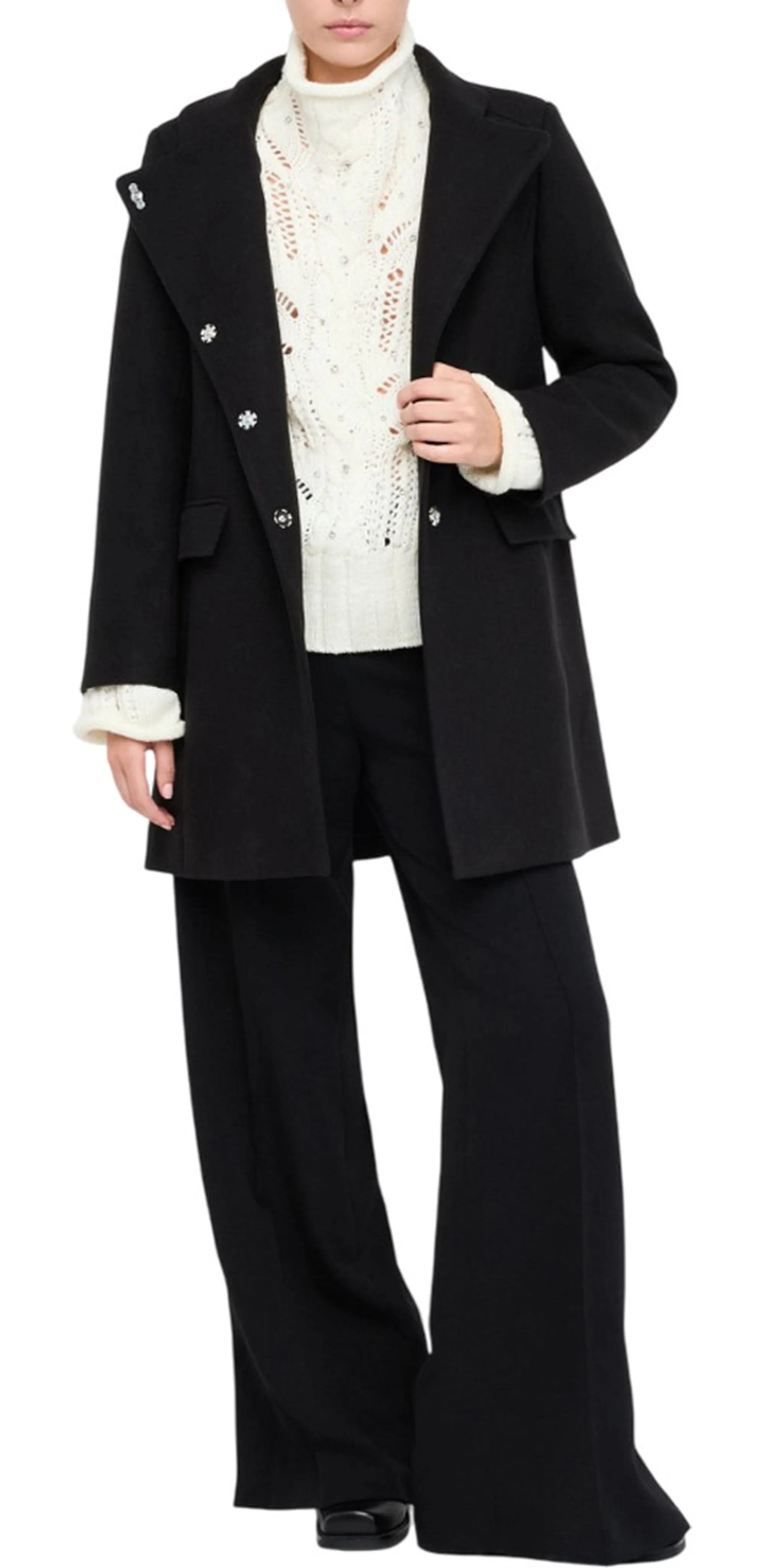 Liujo Jeans Cappotto In Panno Doppio Nero Mf5119J4873 156953