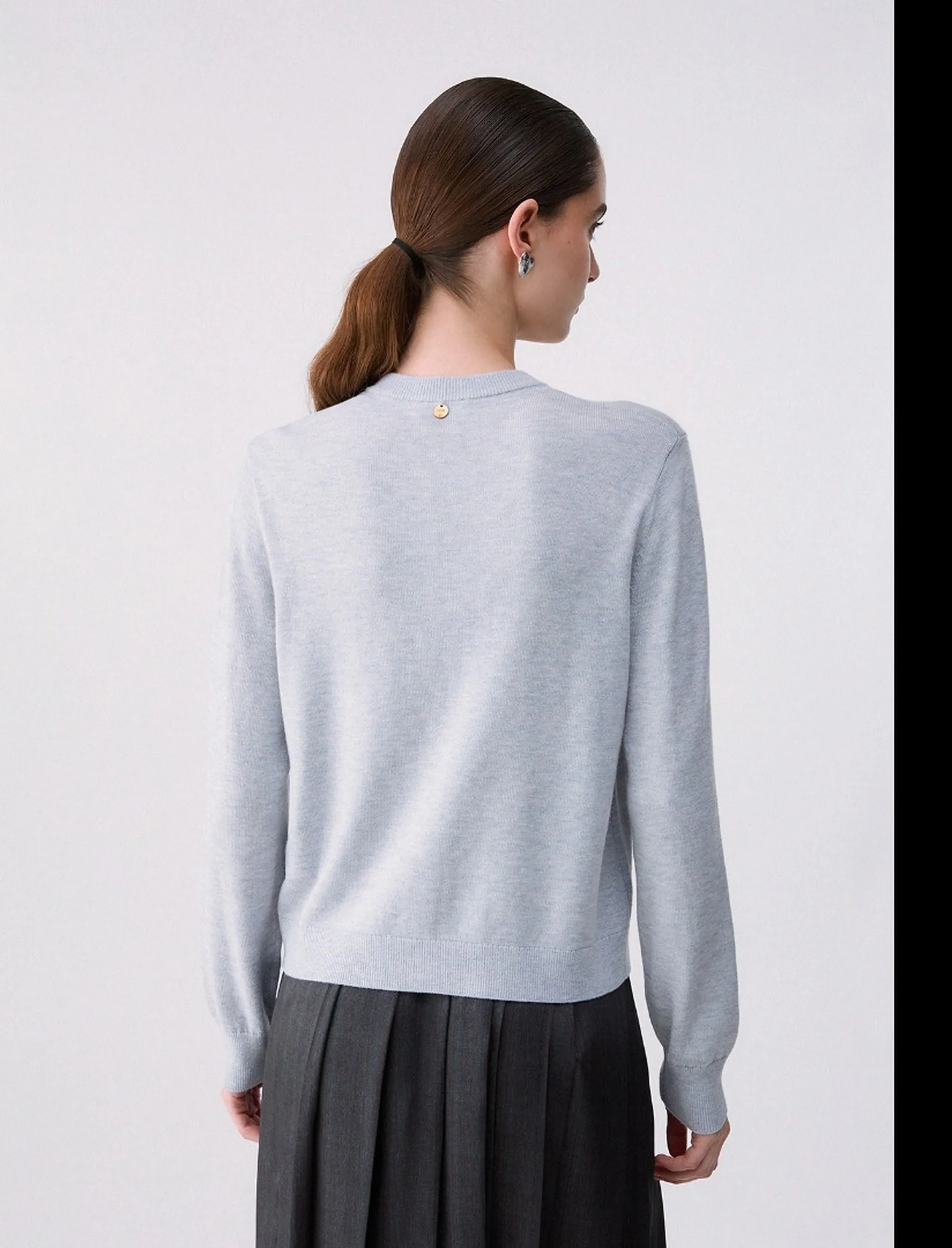 Liujo Jeans Cardigan In Lana Con Argyle Grigio Chiaro Wf6288Ma16R 185480