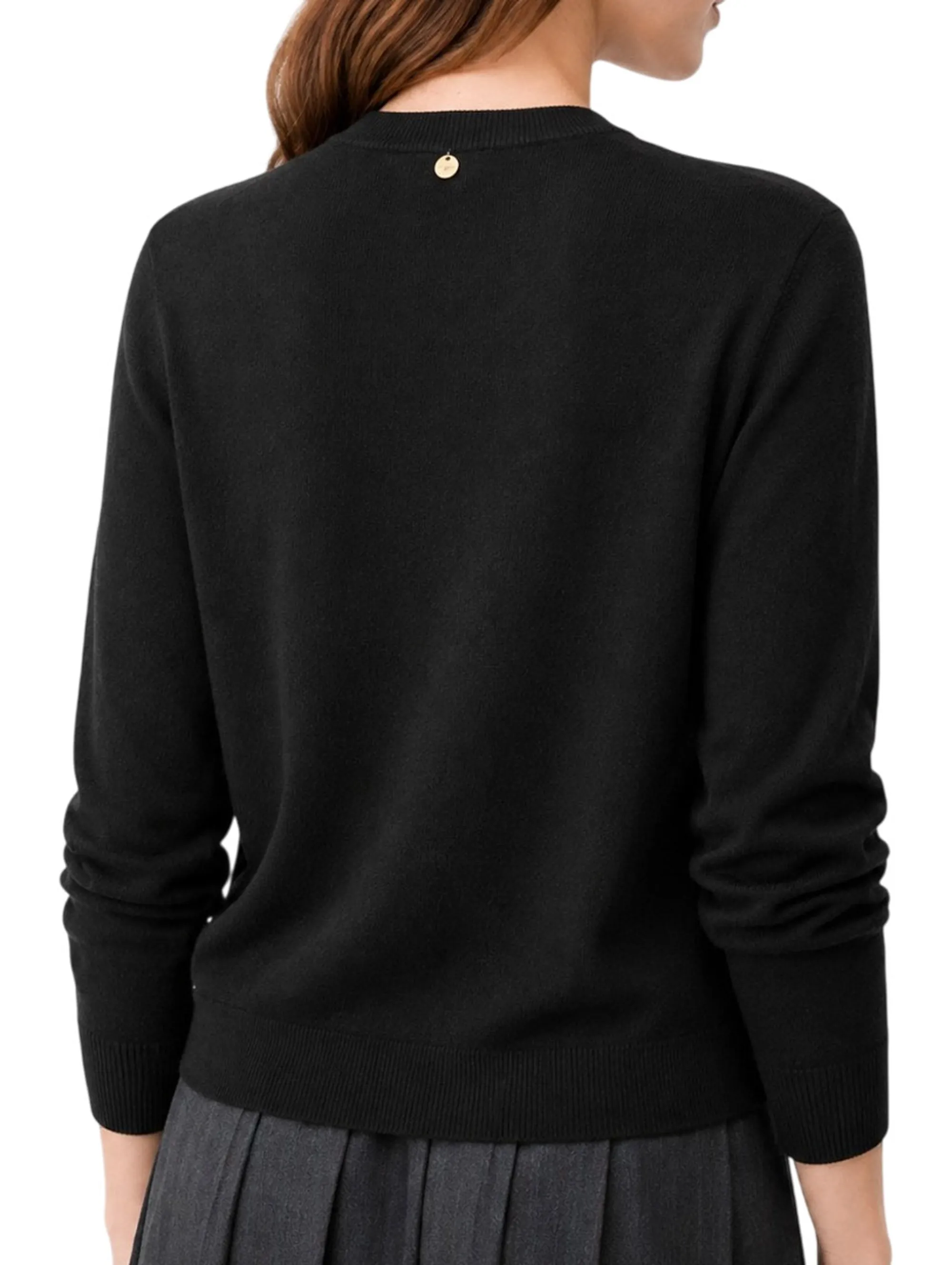 Liujo Jeans Cardigan In Lana Con Argyle Nero Wf6288Ma16R 188191