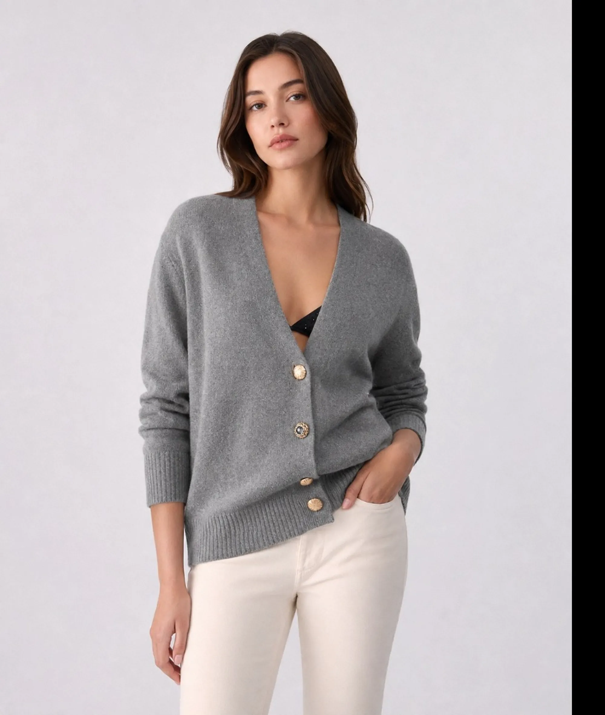 Liujo Jeans Cardigan In Pura Lana Liujo Grigio Wf6417Ms009 185629
