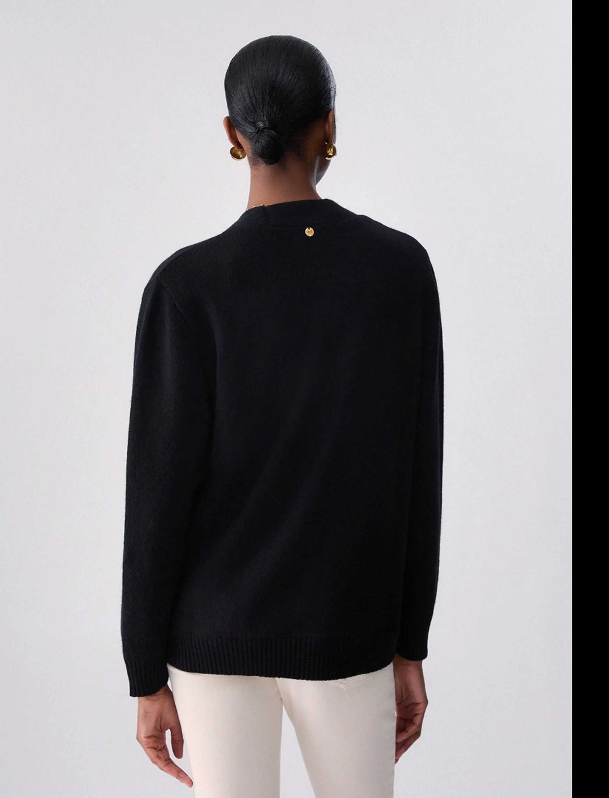 Liujo Jeans Cardigan In Pura Lana Liujo Nero Wf6417Ms009 185609
