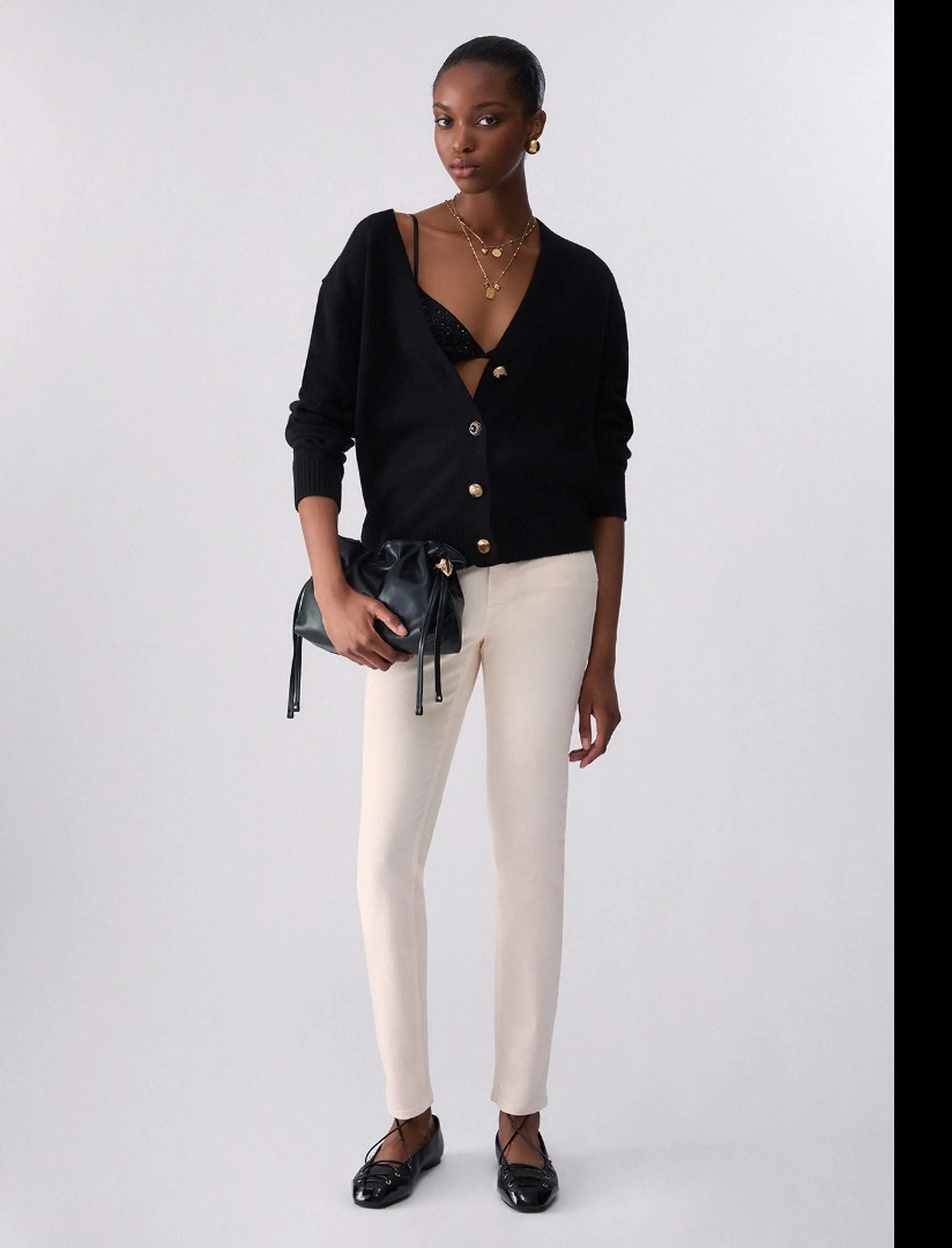 Liujo Jeans Cardigan In Pura Lana Liujo Nero Wf6417Ms009 185611