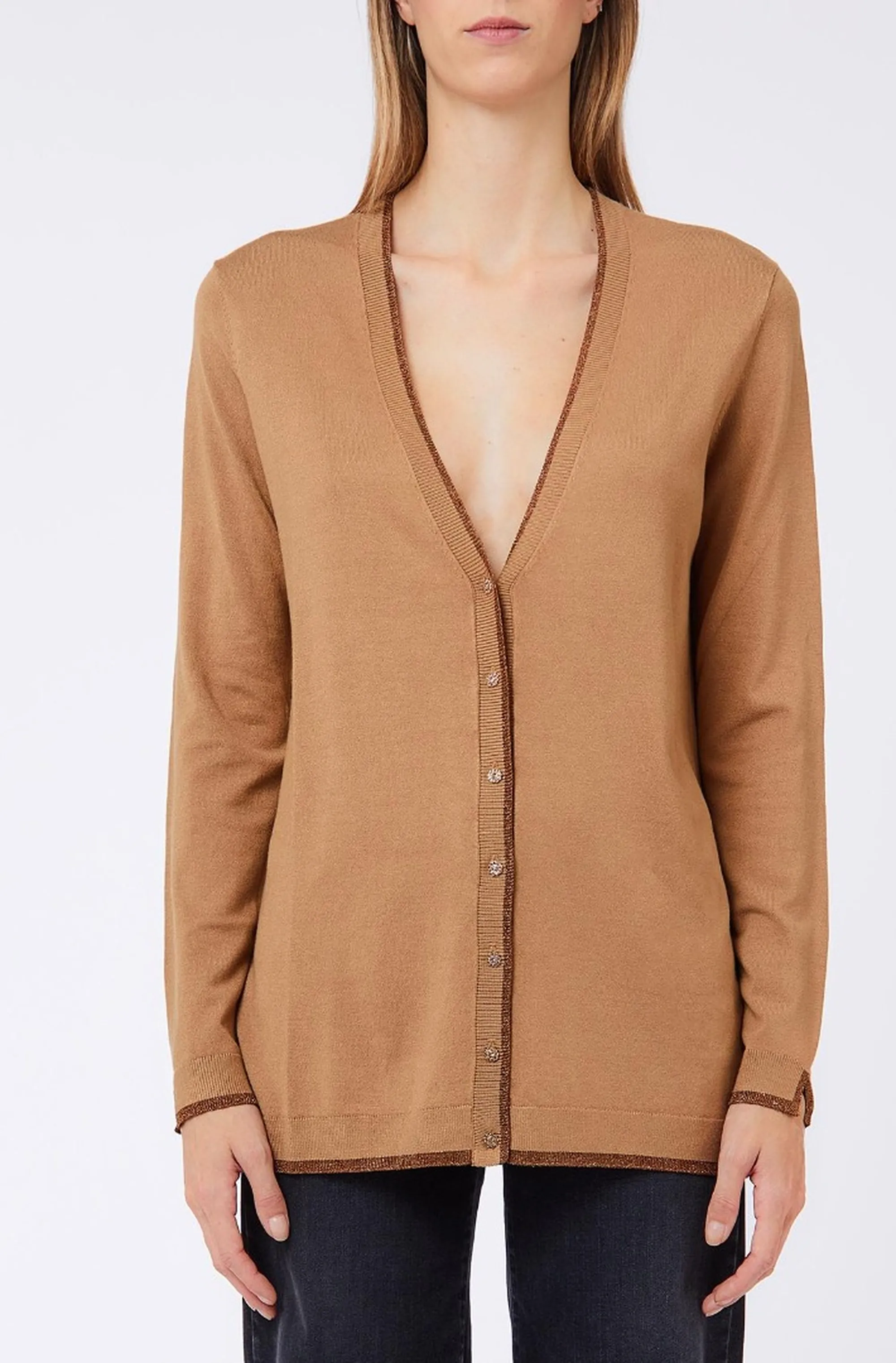 Liujo Jeans B'Cardigan Liujo' Light Brown Wf6083Ms49I 187967