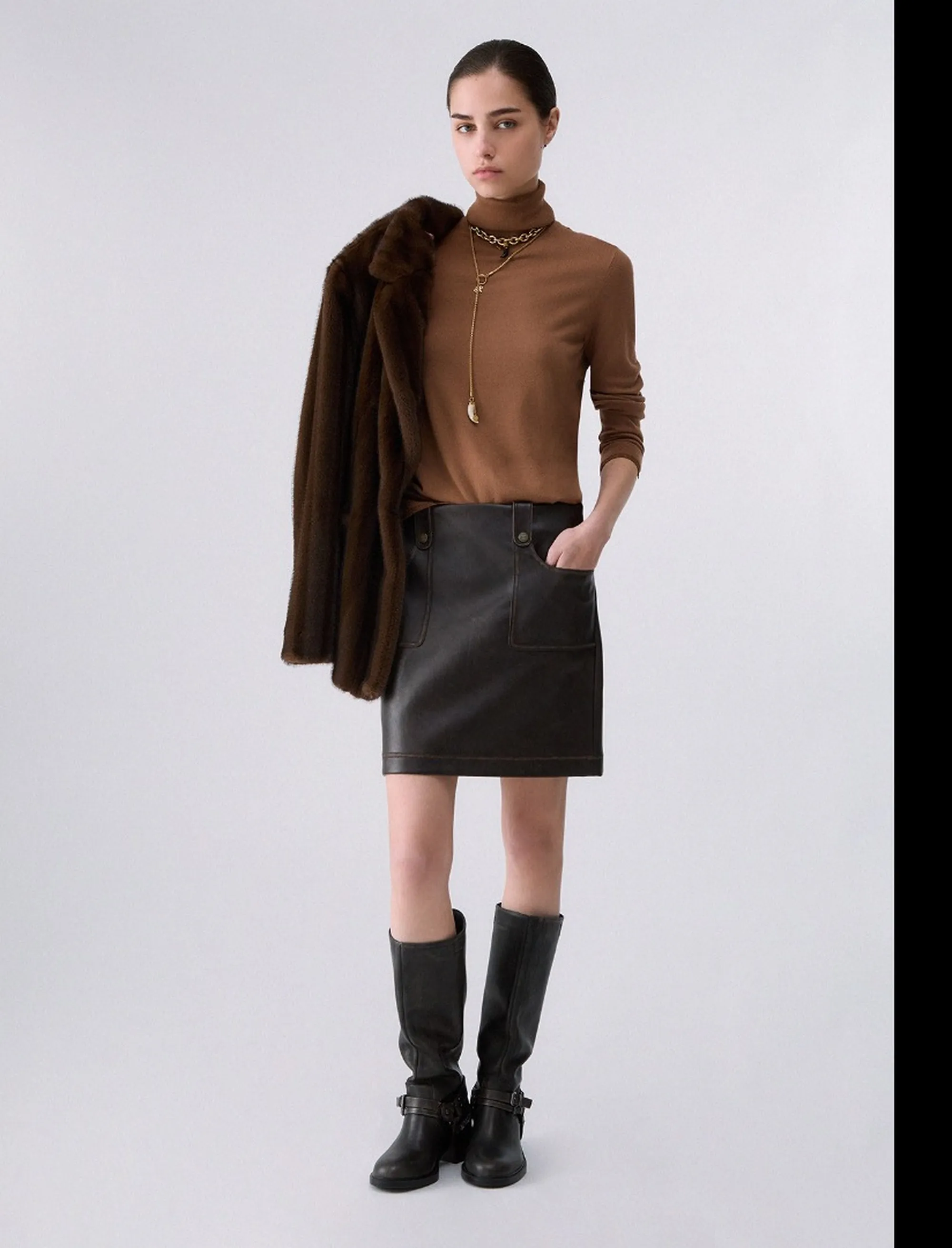 Liujo Jeans Dolcevita Cono Profili Lurex Beige Wf6013Ms49I 185465