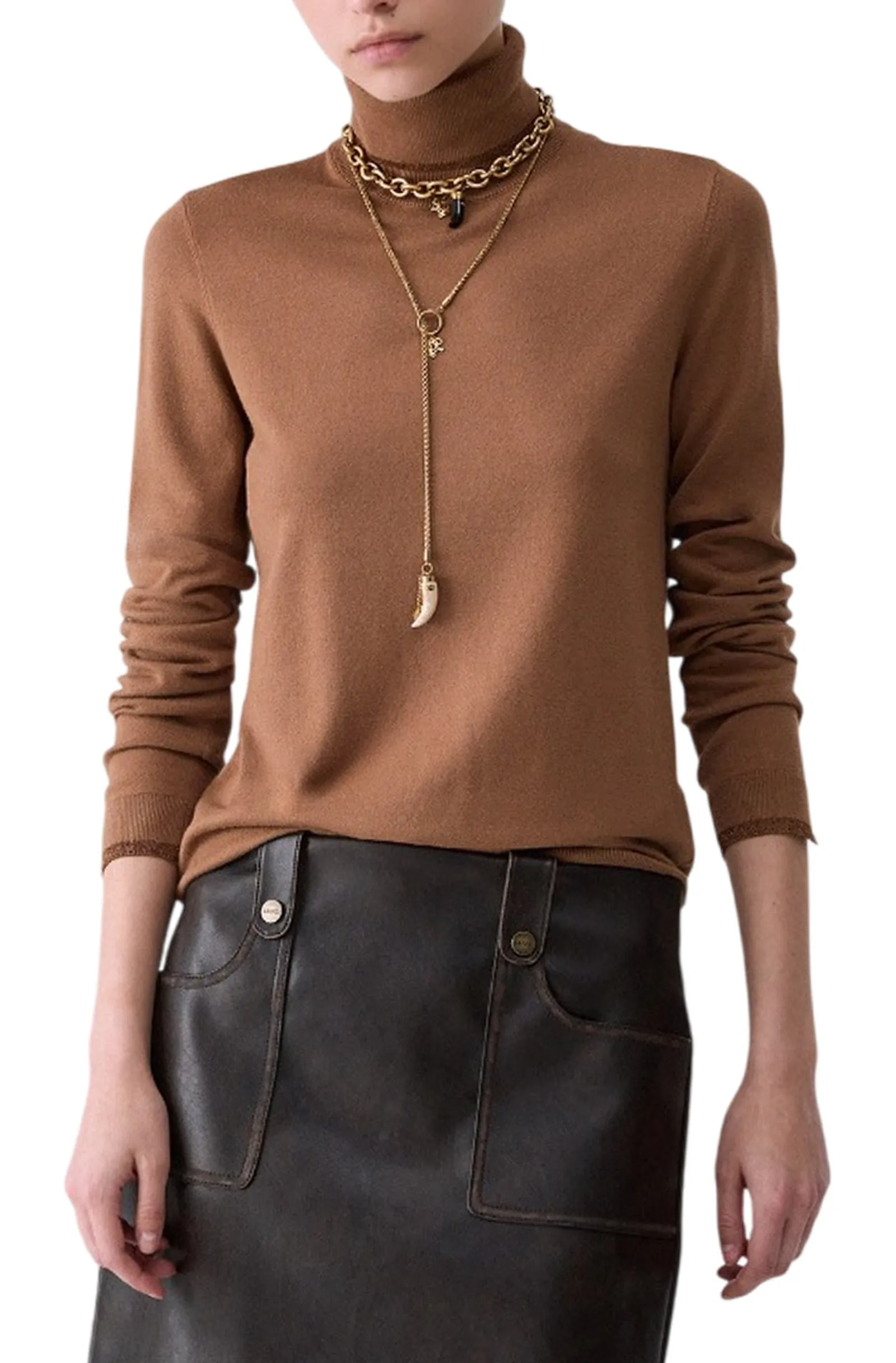 Liujo Jeans Dolcevita Cono Profili Lurex Beige Wf6013Ms49I 185849