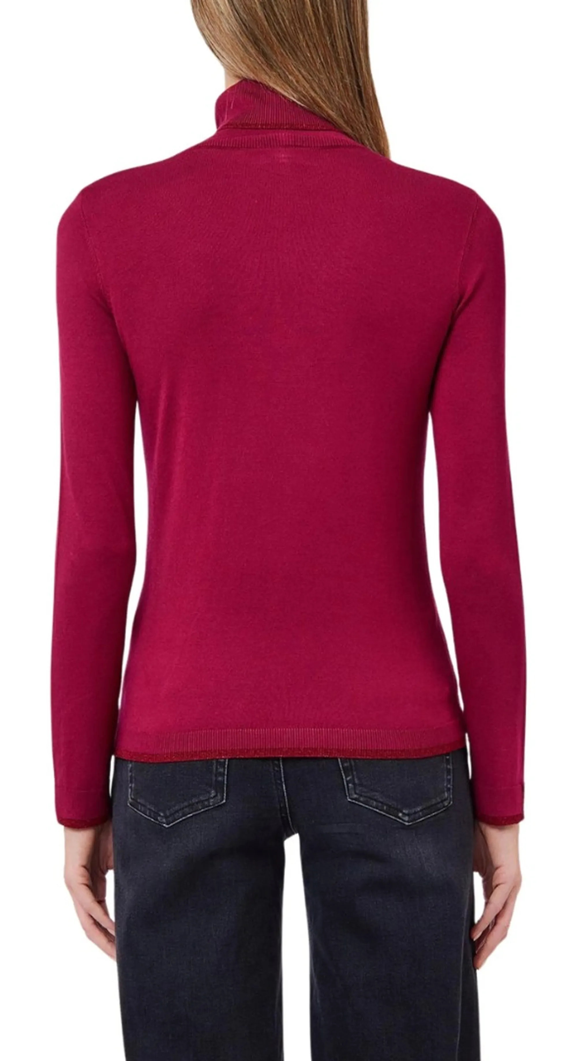 Liujo Jeans Dolcevita Cono Profili Lurex Rosso Wf6013Ms49I 185466