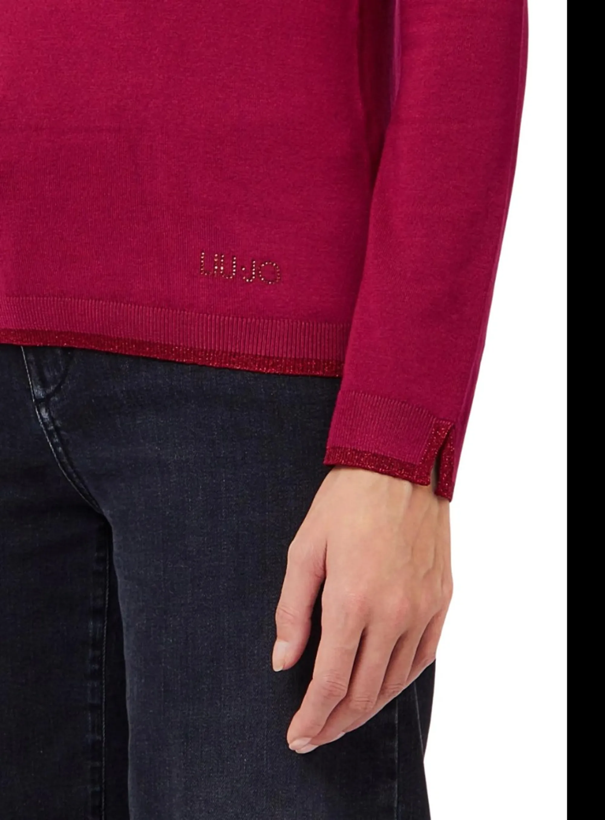 Liujo Jeans Dolcevita Cono Profili Lurex Rosso Wf6013Ms49I 185467