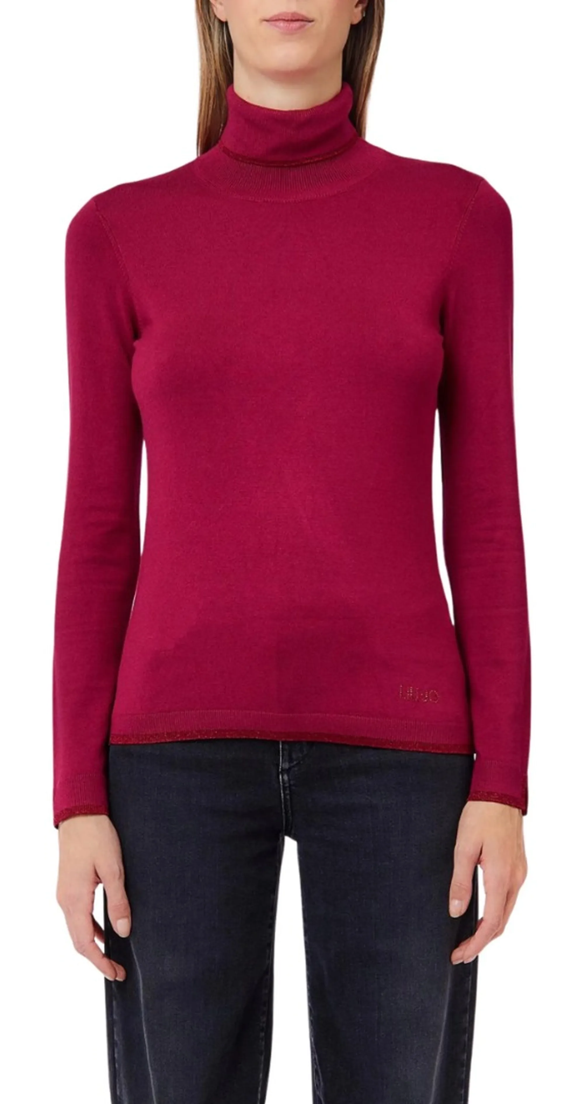 Liujo Jeans Dolcevita Cono Profili Lurex Rosso Wf6013Ms49I 185468
