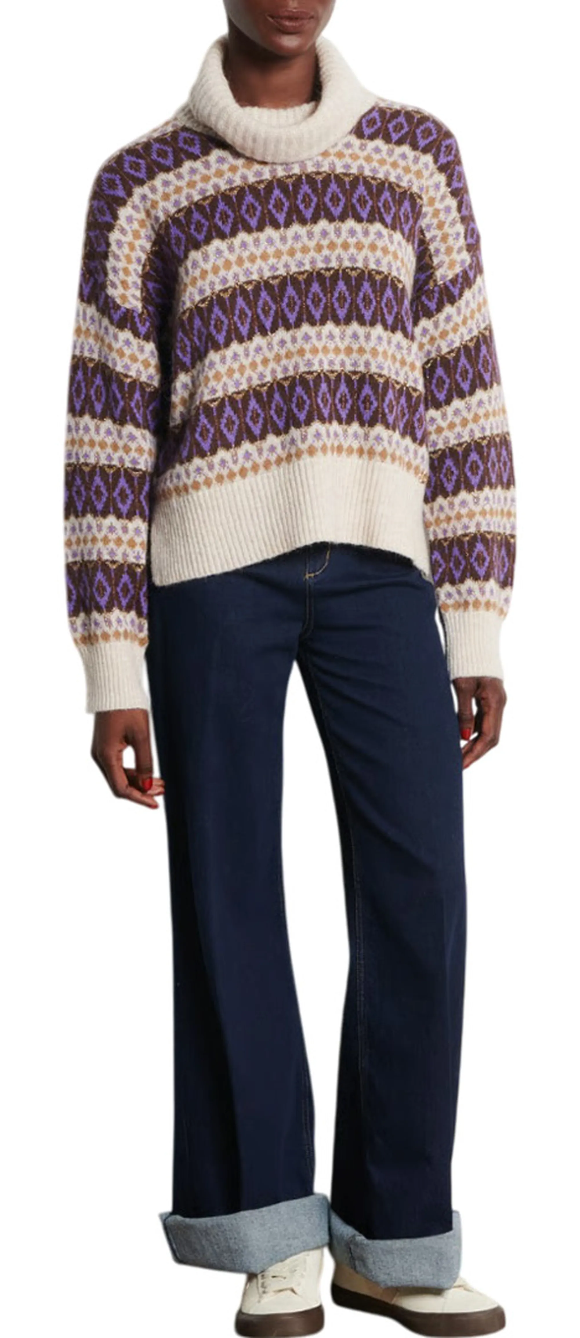 Liujo Jeans B'Lurex Turtleneck' Viola Mf5241Ma58P 156665